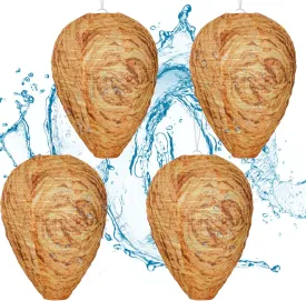 4 Pack Wasp Nest Decoys Silk Fabric Waterproof Paper Wasp Nest Decoys Hanging for Home/Garden/Outdoors