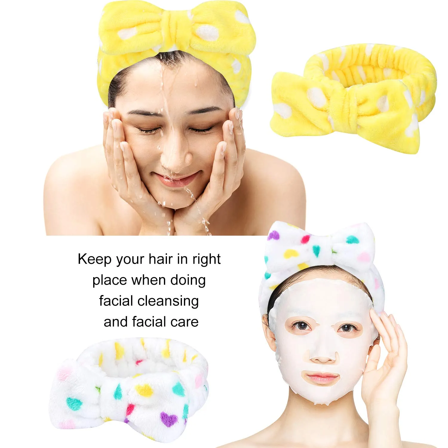 8 Pack Spa Headband, Makeup Facial Shower Bath Yoga Sport Headband, Headband for Washing Face, Hair Wrap Sweat Headband Terry Cloth Headbands for Women Girls