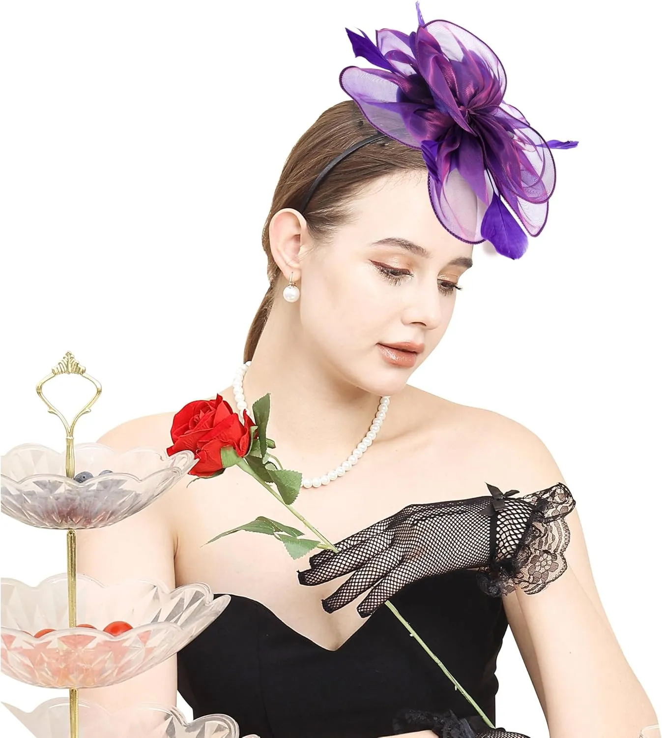 8 PCS Fascinators Hats for Women Tea Party Hat Wedding Mesh Ribbons Cocktail Fancy Flower Feathers Fascinator Clip