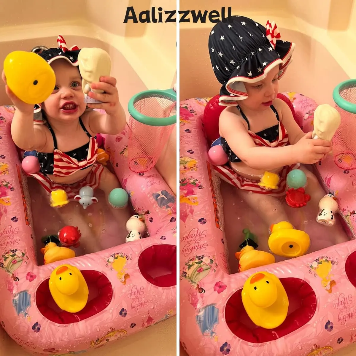 Aalizzwell Baby Girl 2-Piece Bikini Swimsuit with Hat
