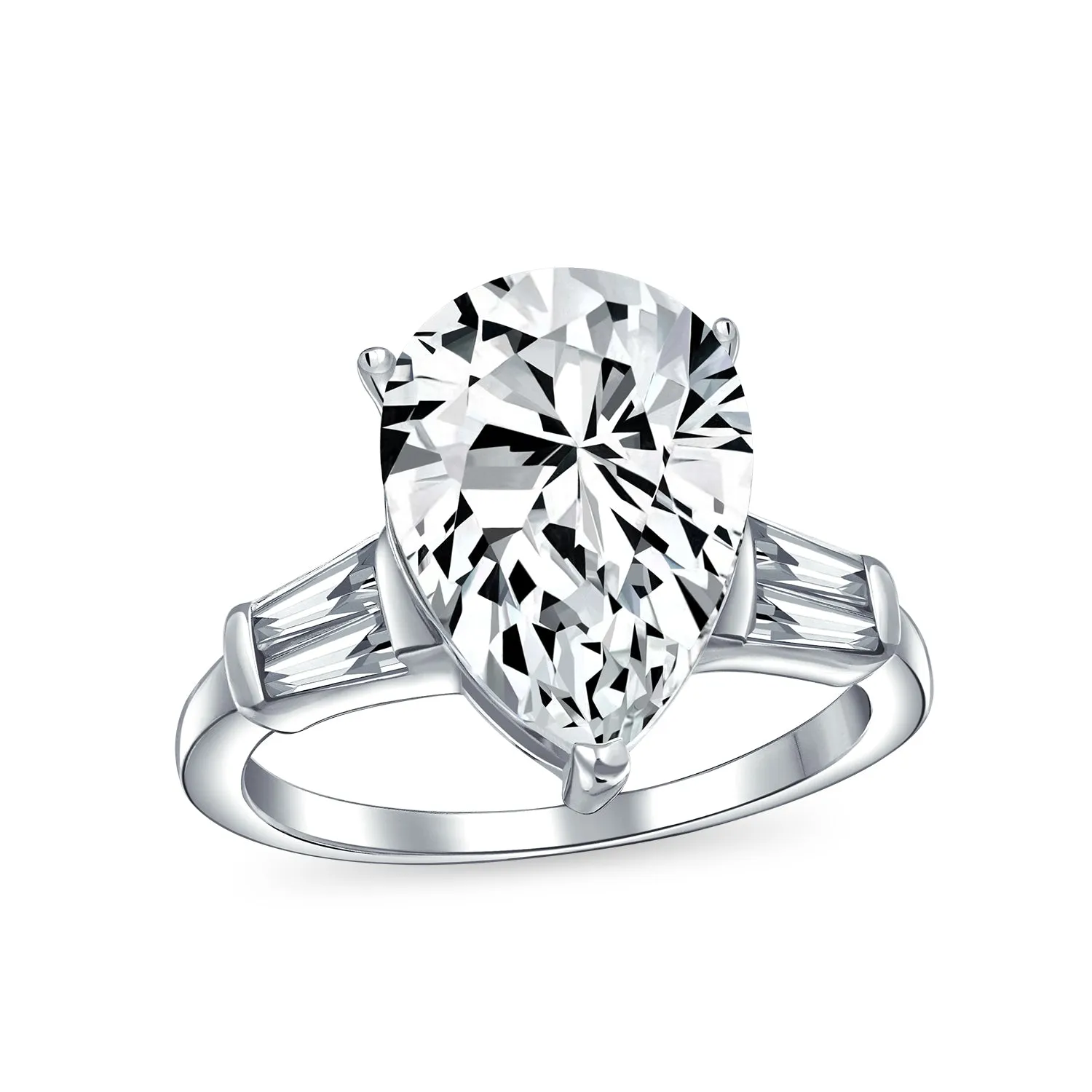 Big AAA 7CT CZ Canary Yellow Pear Teardrop Engagement Ring Sterling