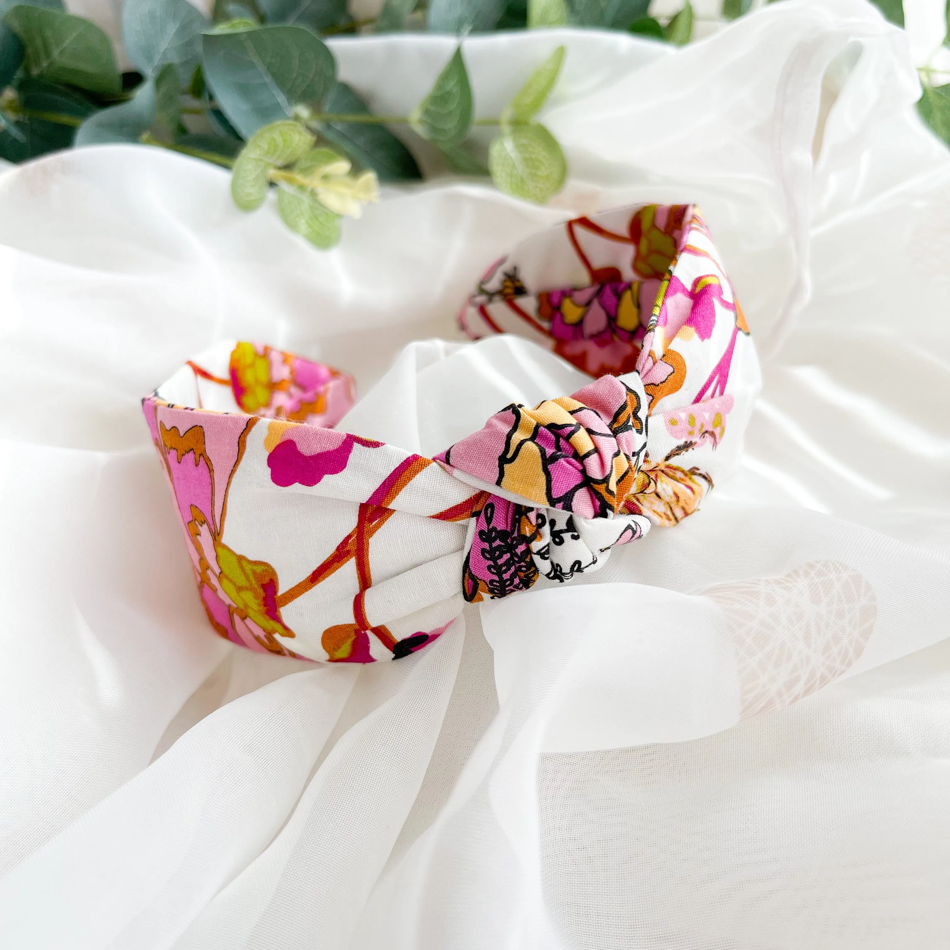 Bold Pink Floral Knot Headband
