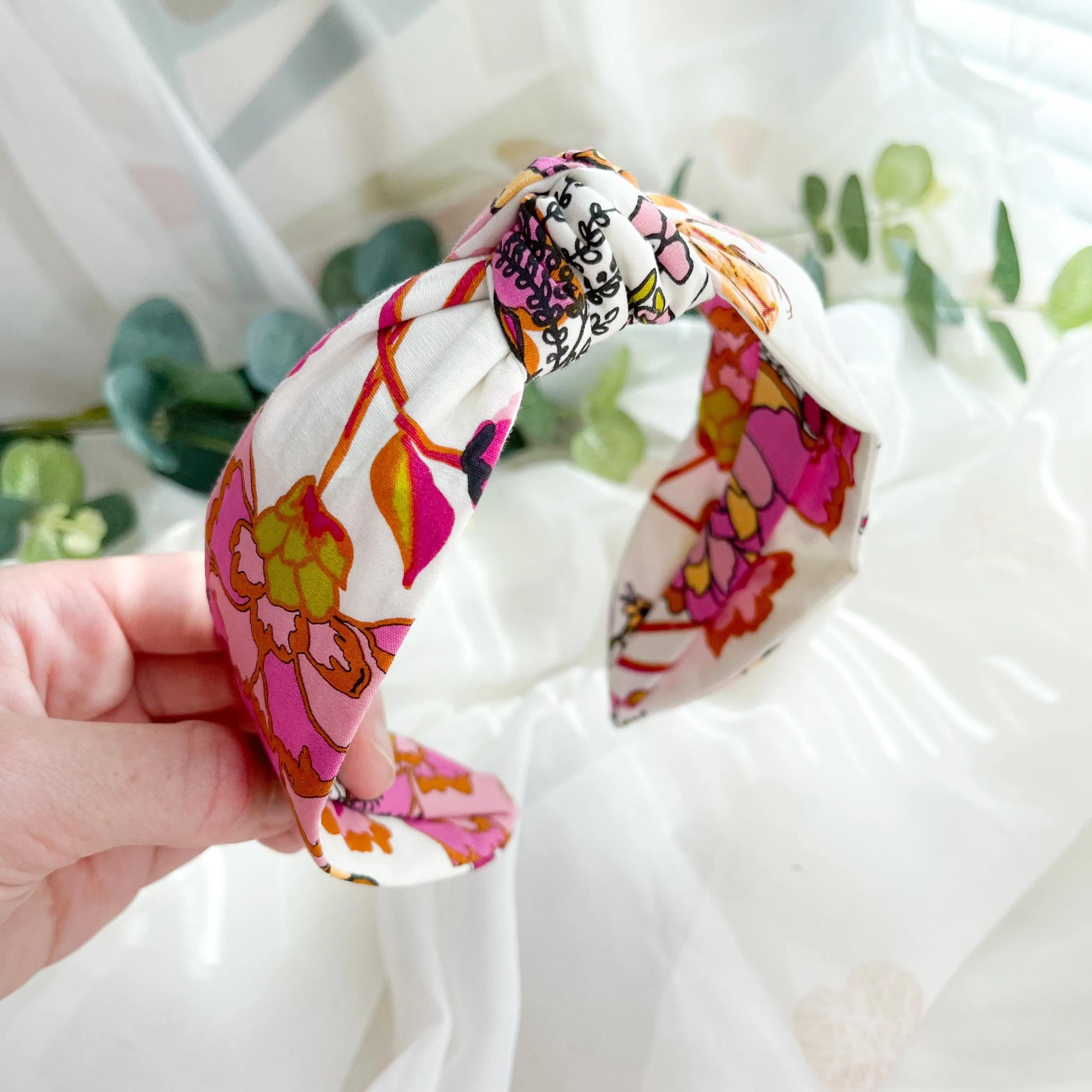 Bold Pink Floral Knot Headband
