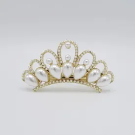 bridal hair barrette, tiara hair barrette, pearl hair barrette, wedding hair barrette for women