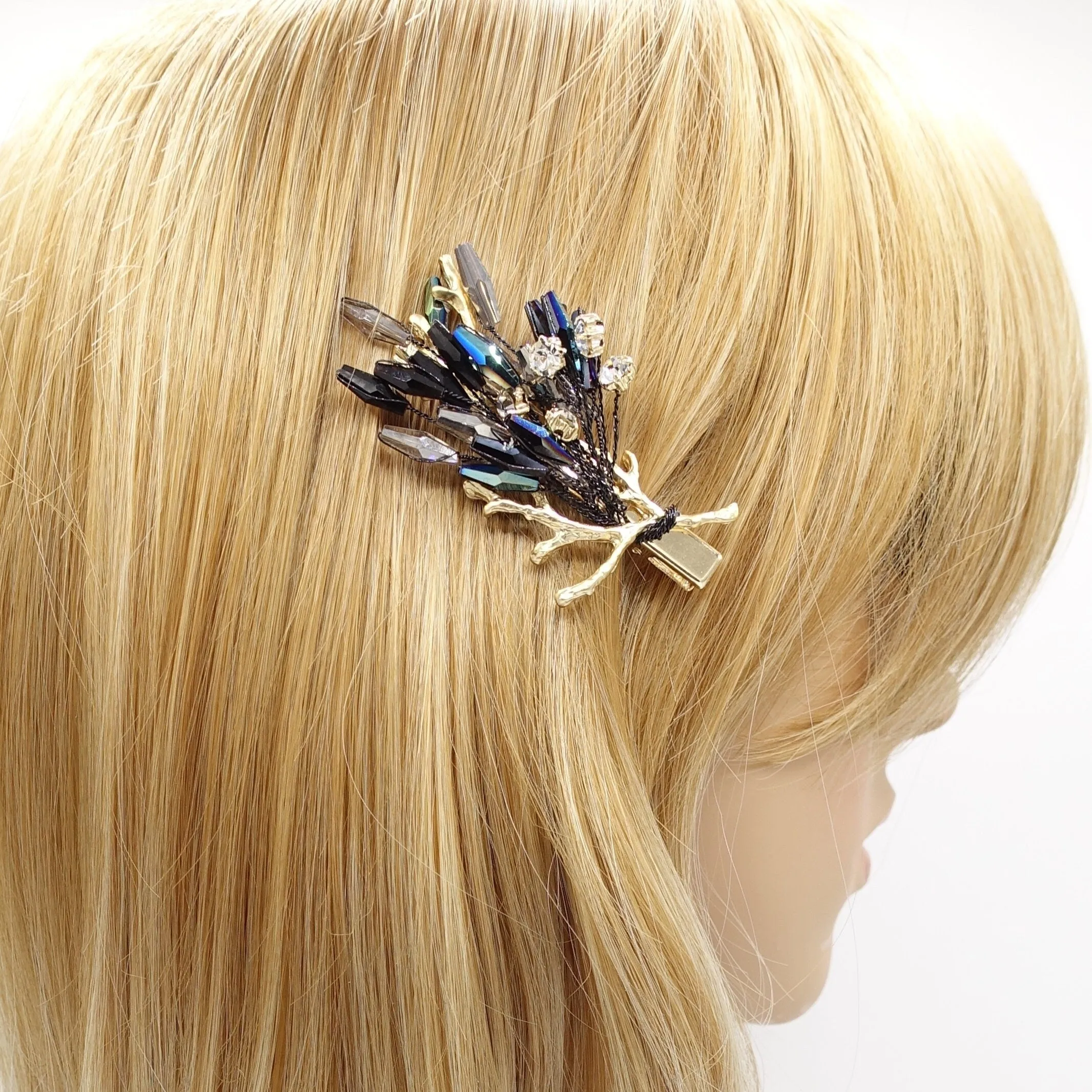 crystal beads hair clip, bridal hair clip, hair jewelry for women