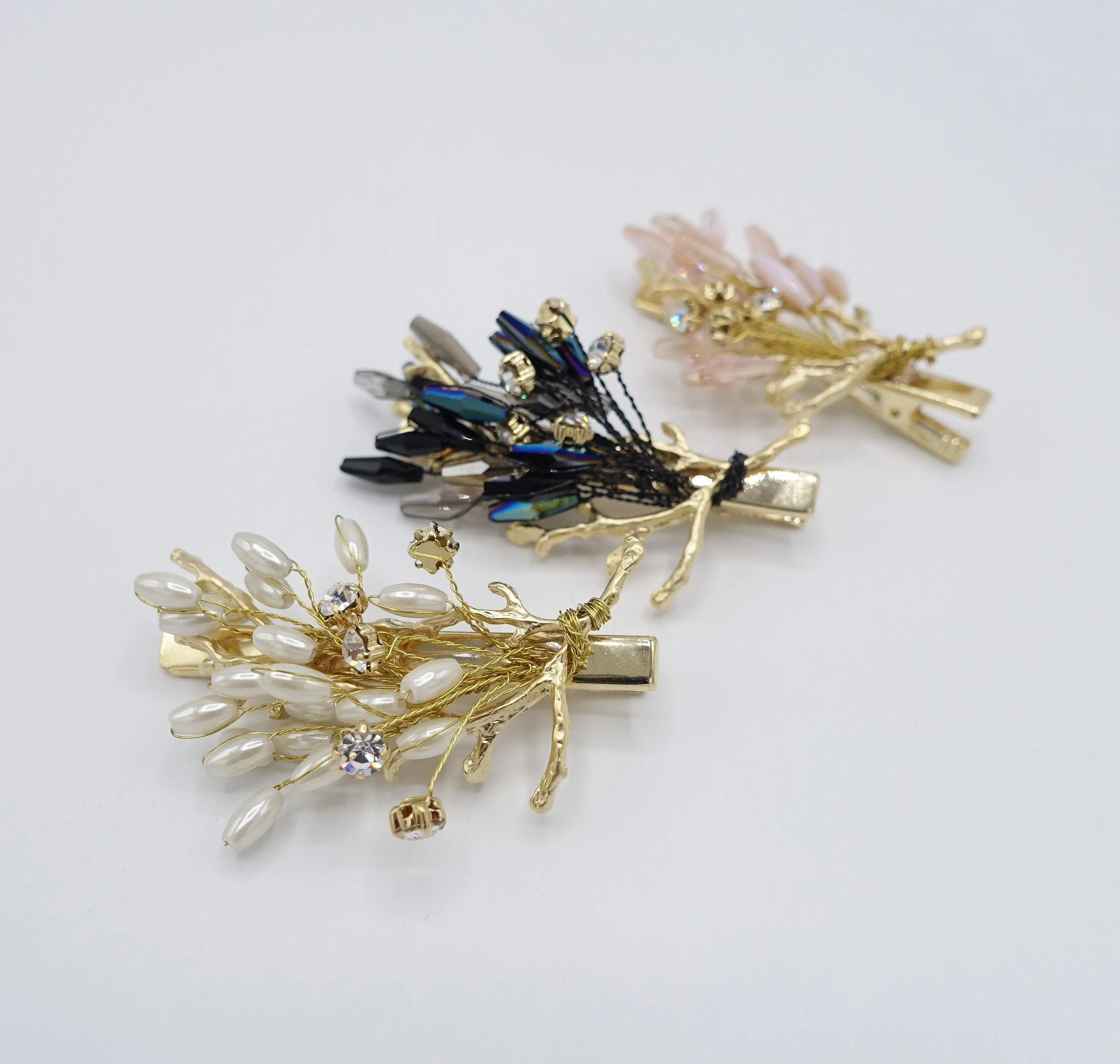 crystal beads hair clip, bridal hair clip, hair jewelry for women