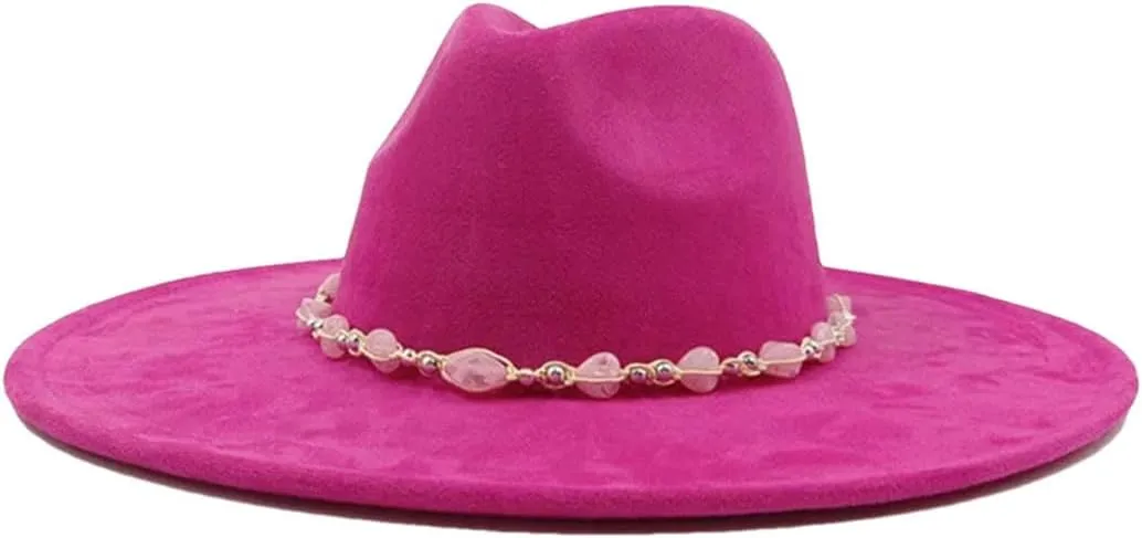 Decal Suede Hat Wide Brim Fedora Hat Men's and Women's Jazz Hat Suede Fedoras Sombrero 37 56-58cm