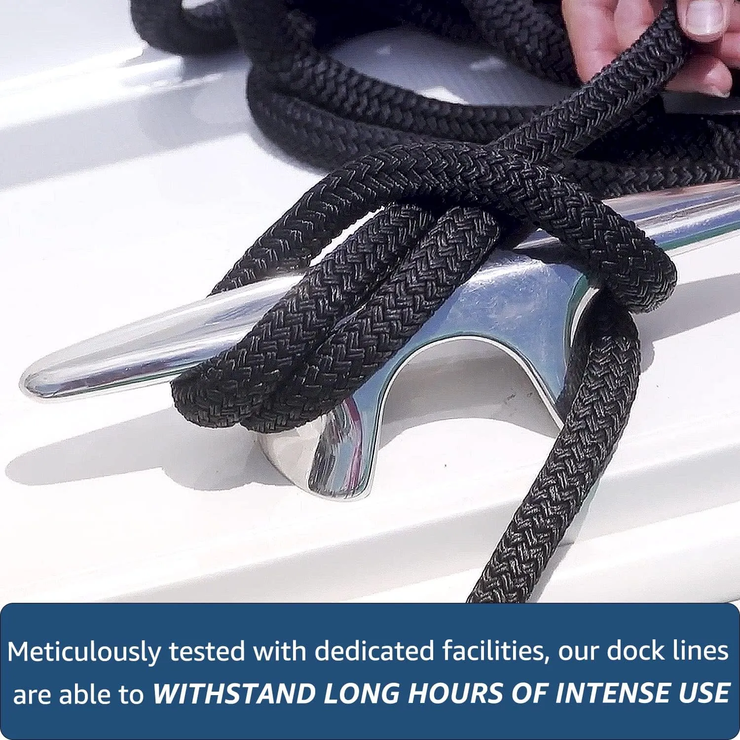 Dock Lines: 5/8" x 35' Double Braided Nylon Boat Ropes for Secure Docking with 16" Loop - Marine Grade Boat Rope - 2 Pack