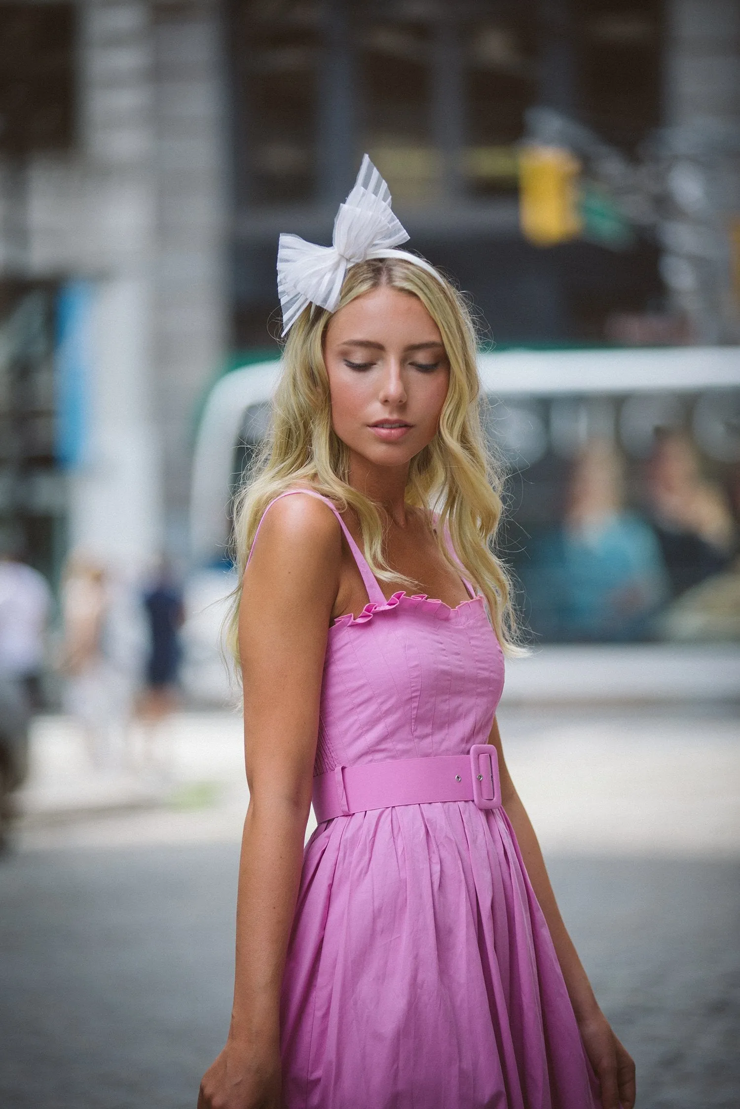 Ferdinand: White Stripe Organza Bow Headband