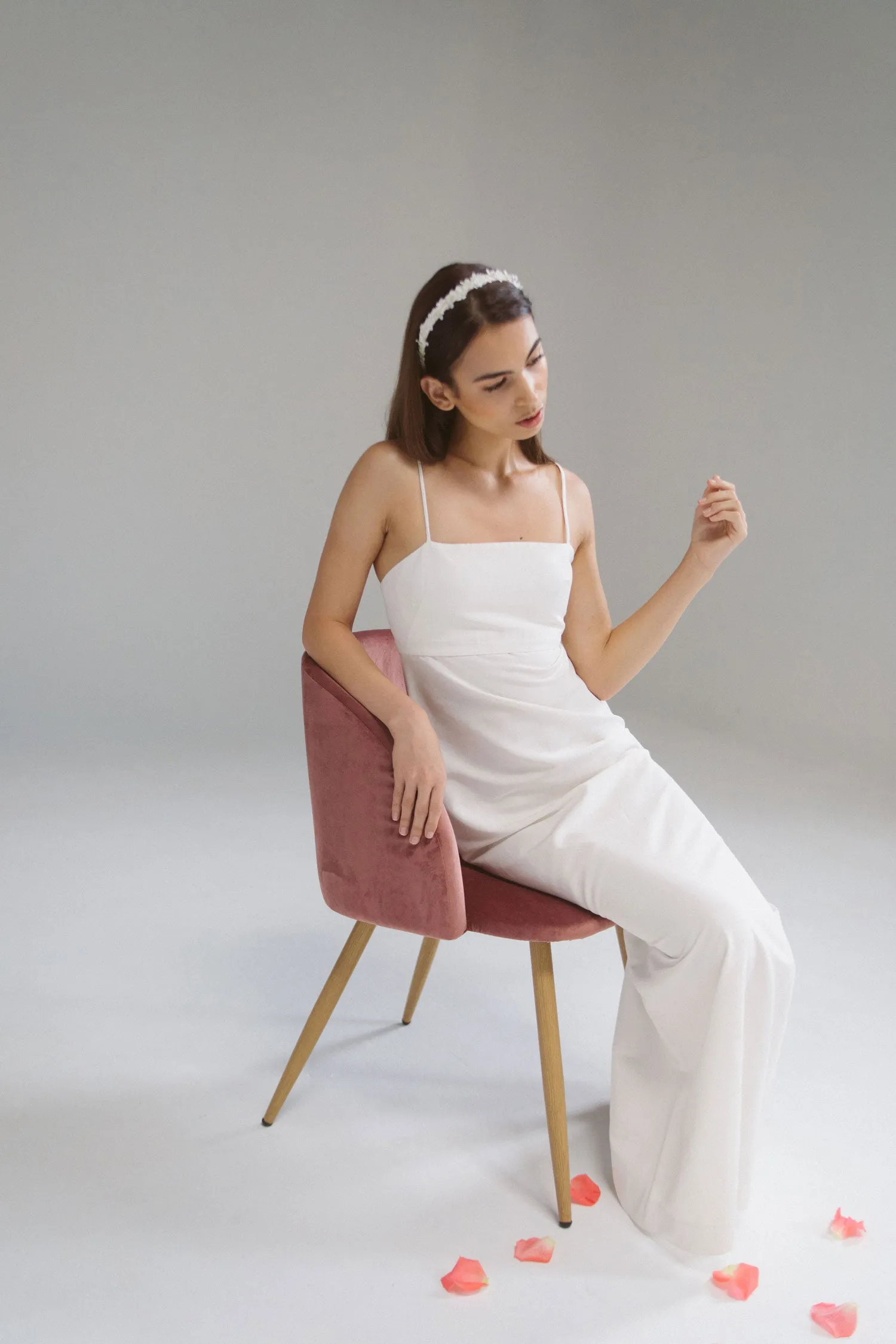 Flavia: Bridal Headband with Tiny Flower Petals