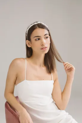 Flavia: Bridal Headband with Tiny Flower Petals