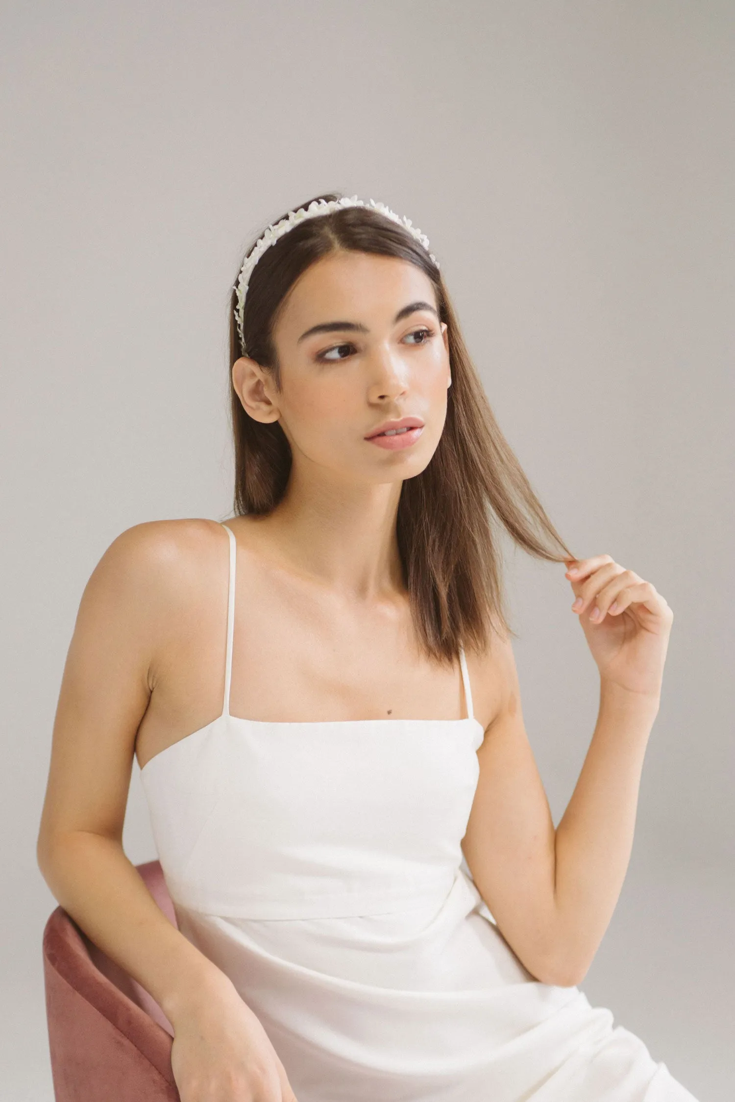 Flavia: Bridal Headband with Tiny Flower Petals