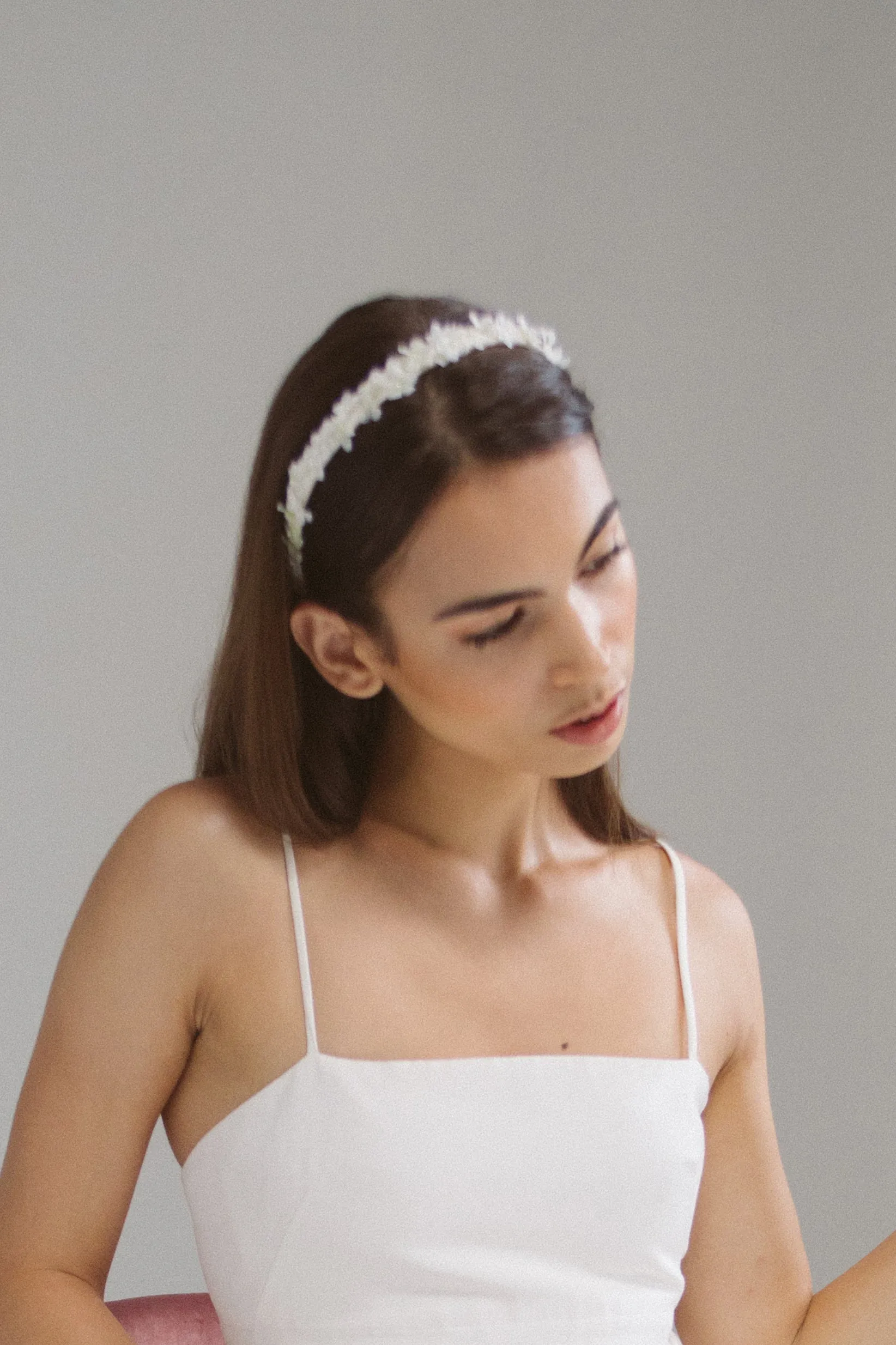 Flavia: Bridal Headband with Tiny Flower Petals
