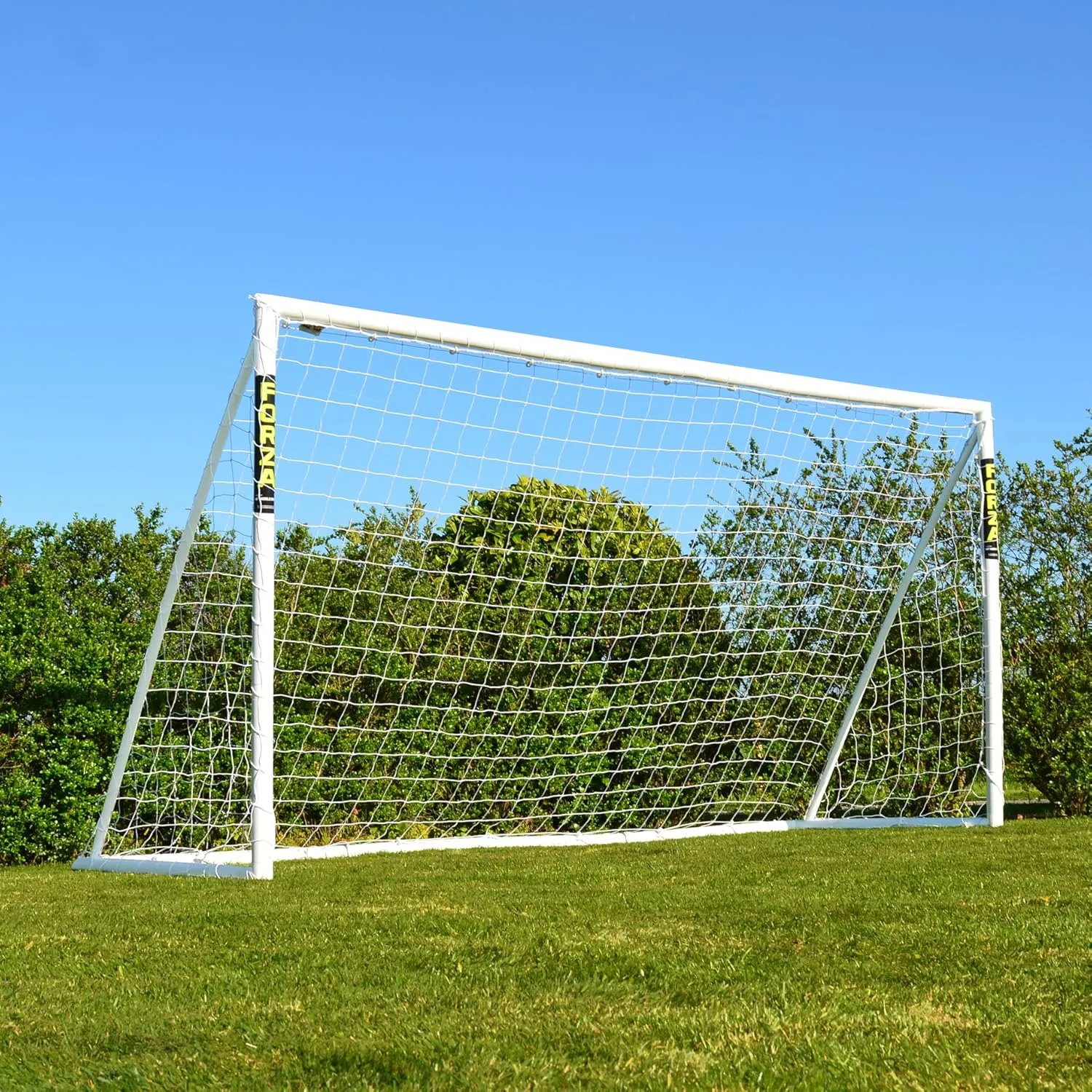 FORZA 12ft x 6ft Soccer Goal | All Weather uPVC Backyard Goals  Assemble in Minutes! Includes Optional Training Soccer Ball, Target Sheet & Carry Bag