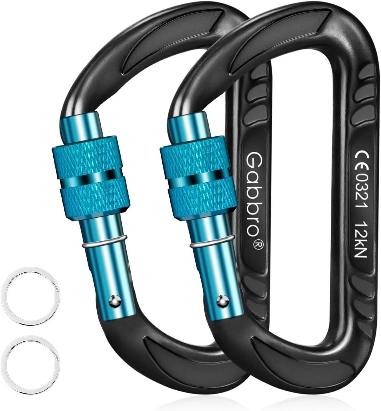 Gabbro Carabiner Clips Heavy Duty, | Wiregate Snap, Screw Locking, Aluminum, Lightweight Caribeener | for Hammock, Hiking, Camping, Water Bottle, Dog Leash Harness, Keychains