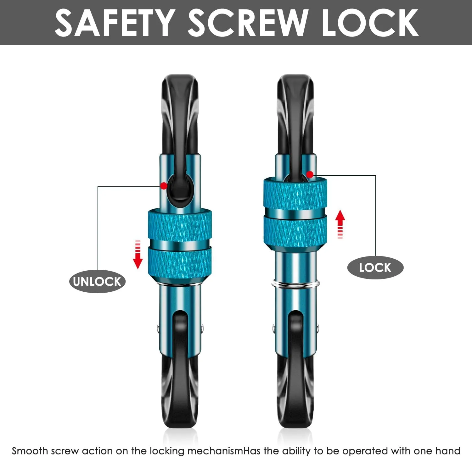 Gabbro Carabiner Clips Heavy Duty, | Wiregate Snap, Screw Locking, Aluminum, Lightweight Caribeener | for Hammock, Hiking, Camping, Water Bottle, Dog Leash Harness, Keychains