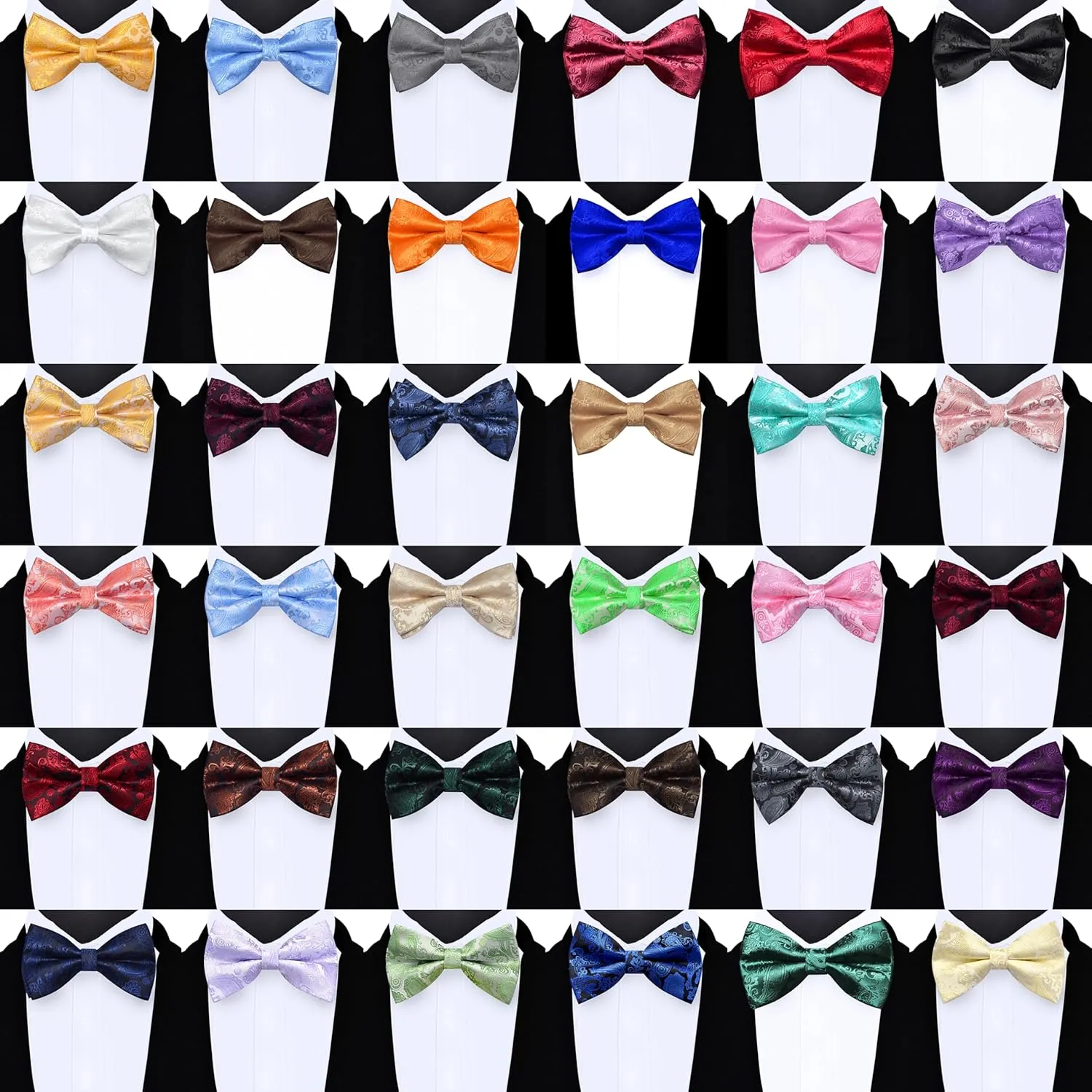 GUSLESON Bow Ties for Men Pre-tied Adjustable Paisley Bowties for Wedding Business Party