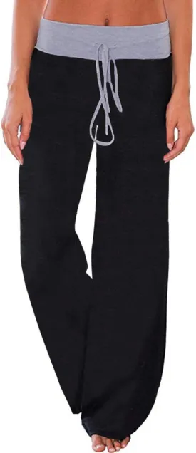 iChunhua Women's Comfy Stretch Floral Print Drawstring Palazzo Wide Leg Lounge Pant