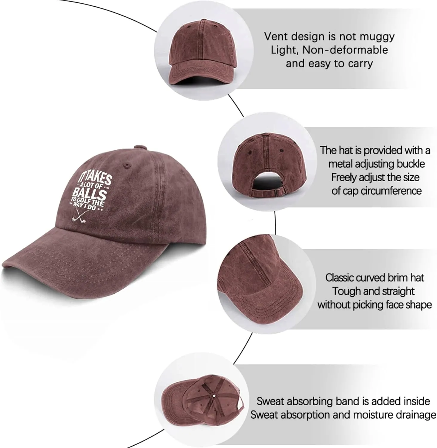 It Takes A Lot of Balls to Golf The Way I Do Caps Mens Cap Pigment Black Golf Hats Men Gifts for Him Beach Cap