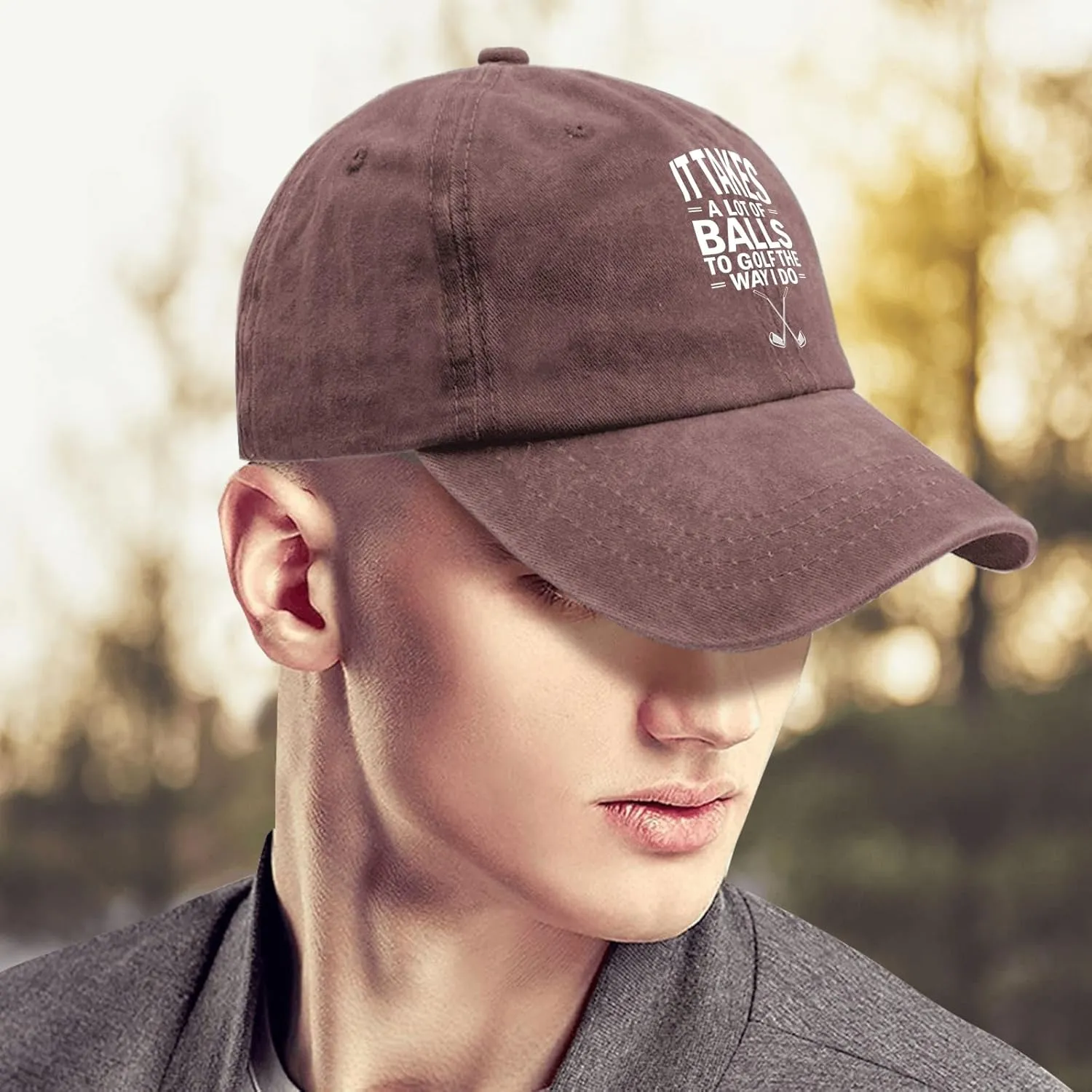 It Takes A Lot of Balls to Golf The Way I Do Caps Mens Cap Pigment Black Golf Hats Men Gifts for Him Beach Cap