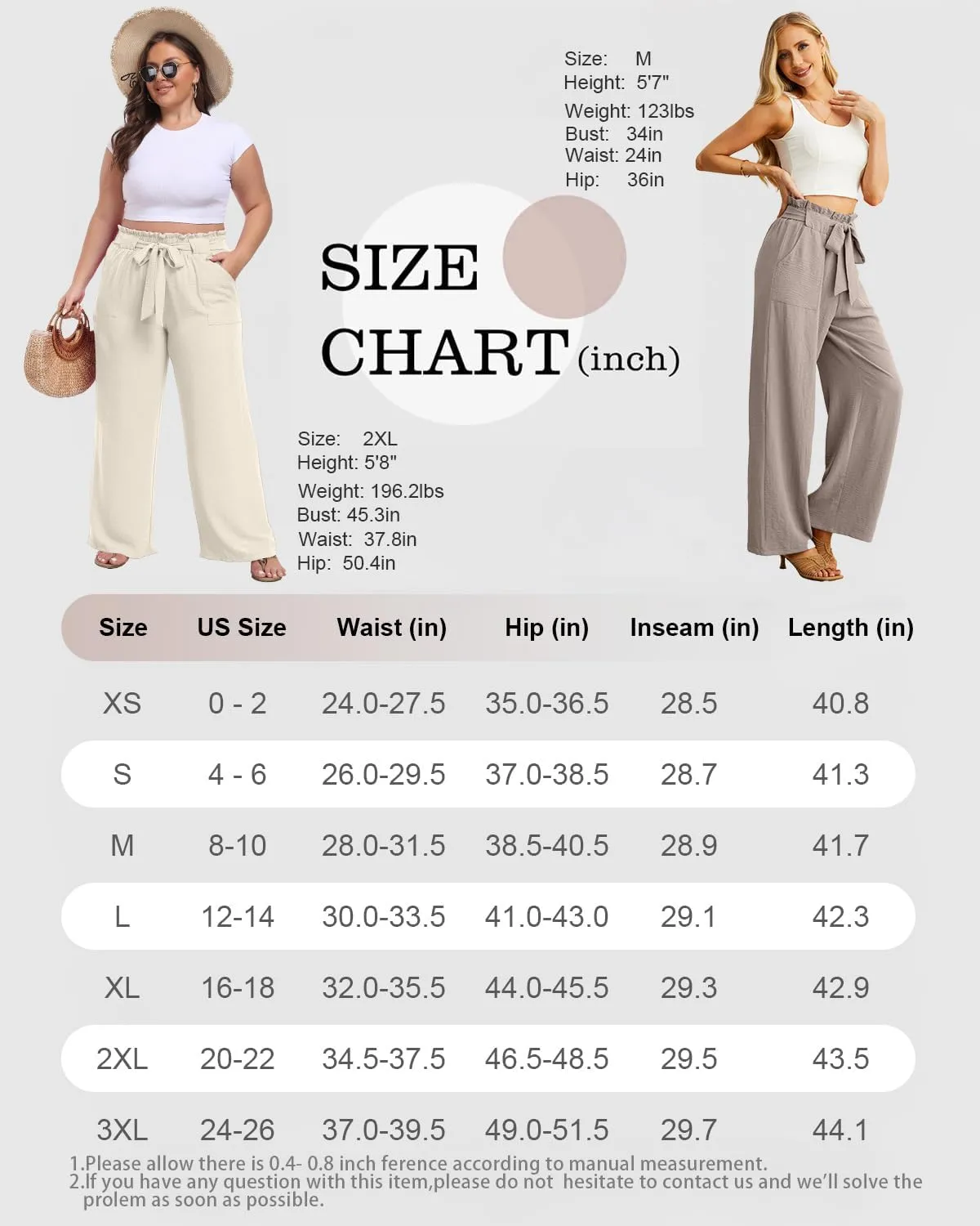 IWOLLENCE Women's Wide Leg Pants with Pockets High Waist Adjustable Knot Loose Casual Trousers Business Work Casual Pants