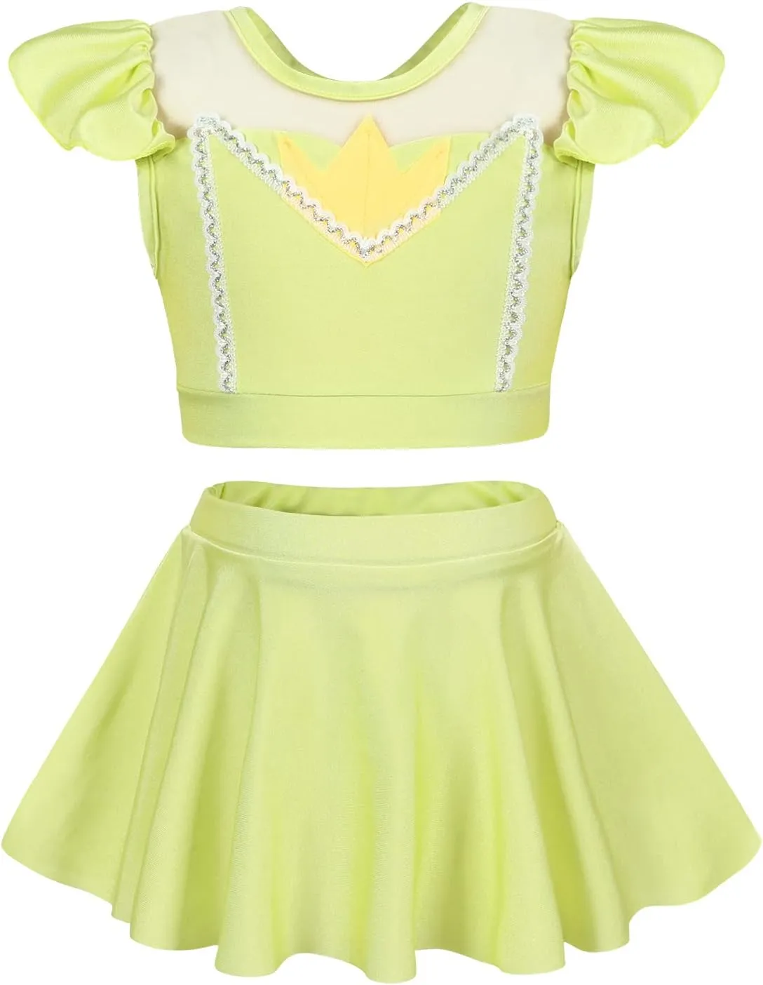 Jurebecia Girls Two Piece Swimsuit Princess Bikini Set Toddle Kids Ruffles Bathing Suit Role Play Swimwear