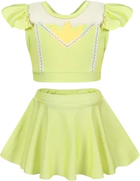 Jurebecia Girls Two Piece Swimsuit Princess Bikini Set Toddle Kids Ruffles Bathing Suit Role Play Swimwear
