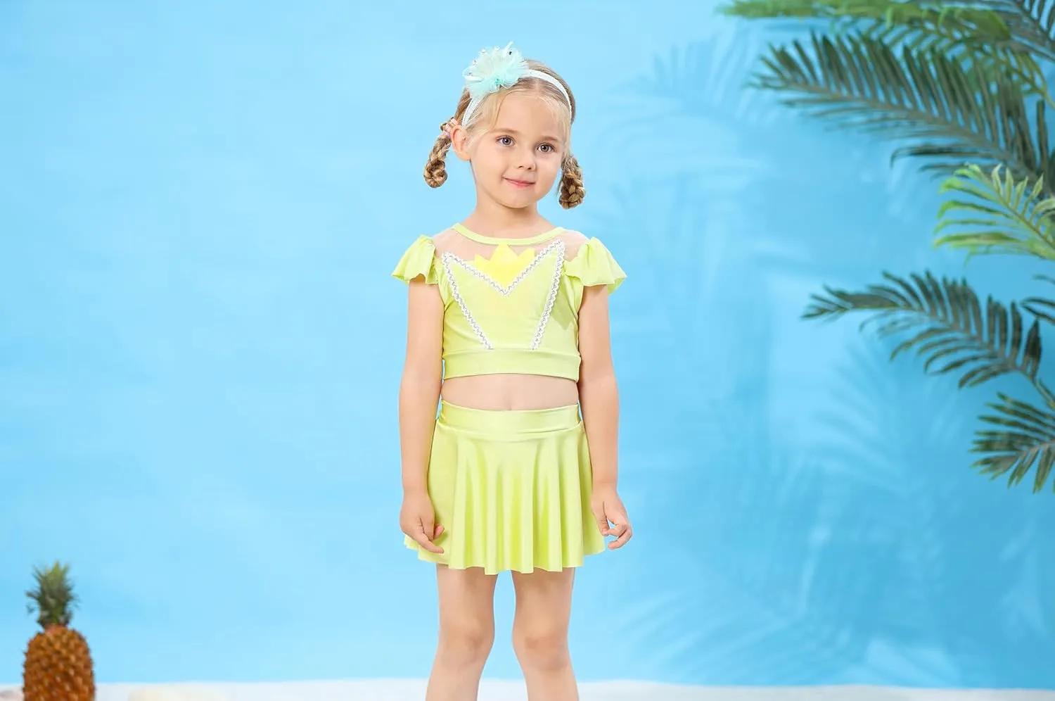 Jurebecia Girls Two Piece Swimsuit Princess Bikini Set Toddle Kids Ruffles Bathing Suit Role Play Swimwear