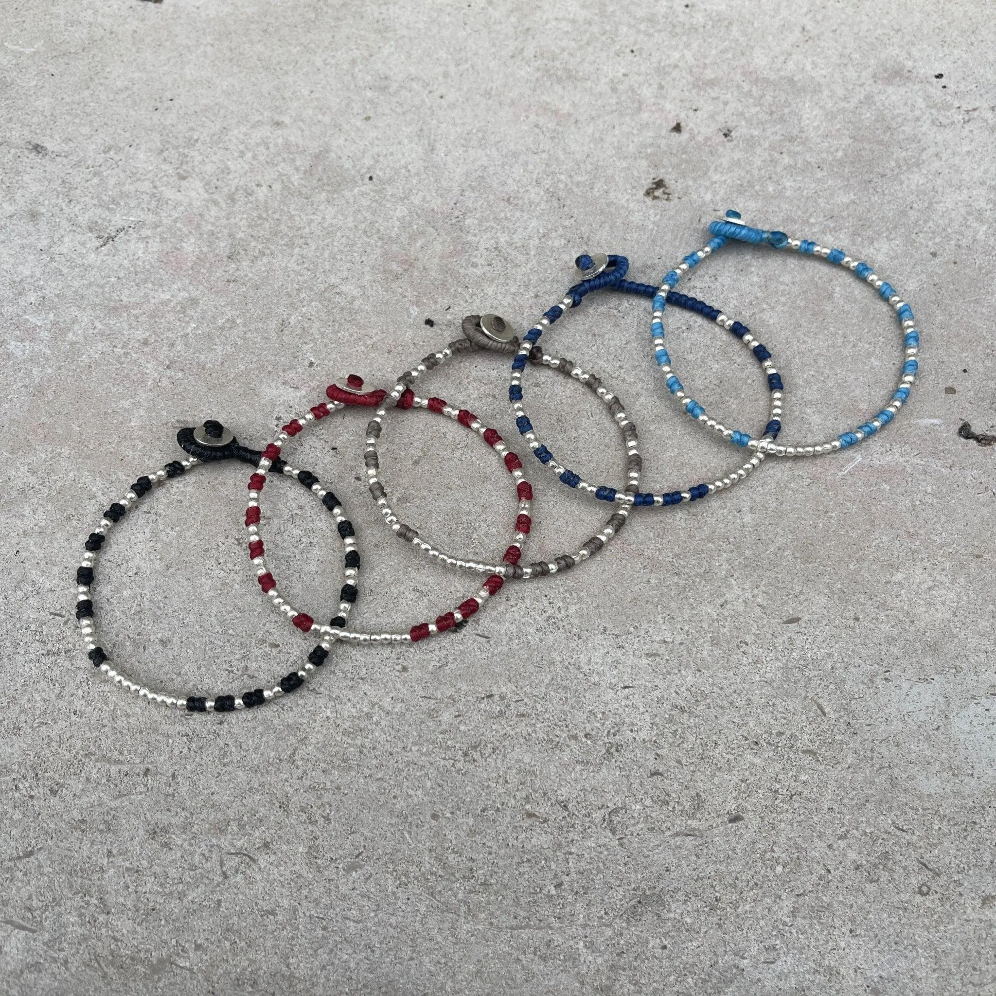 Knot Silver Beads Bracelet (Red)