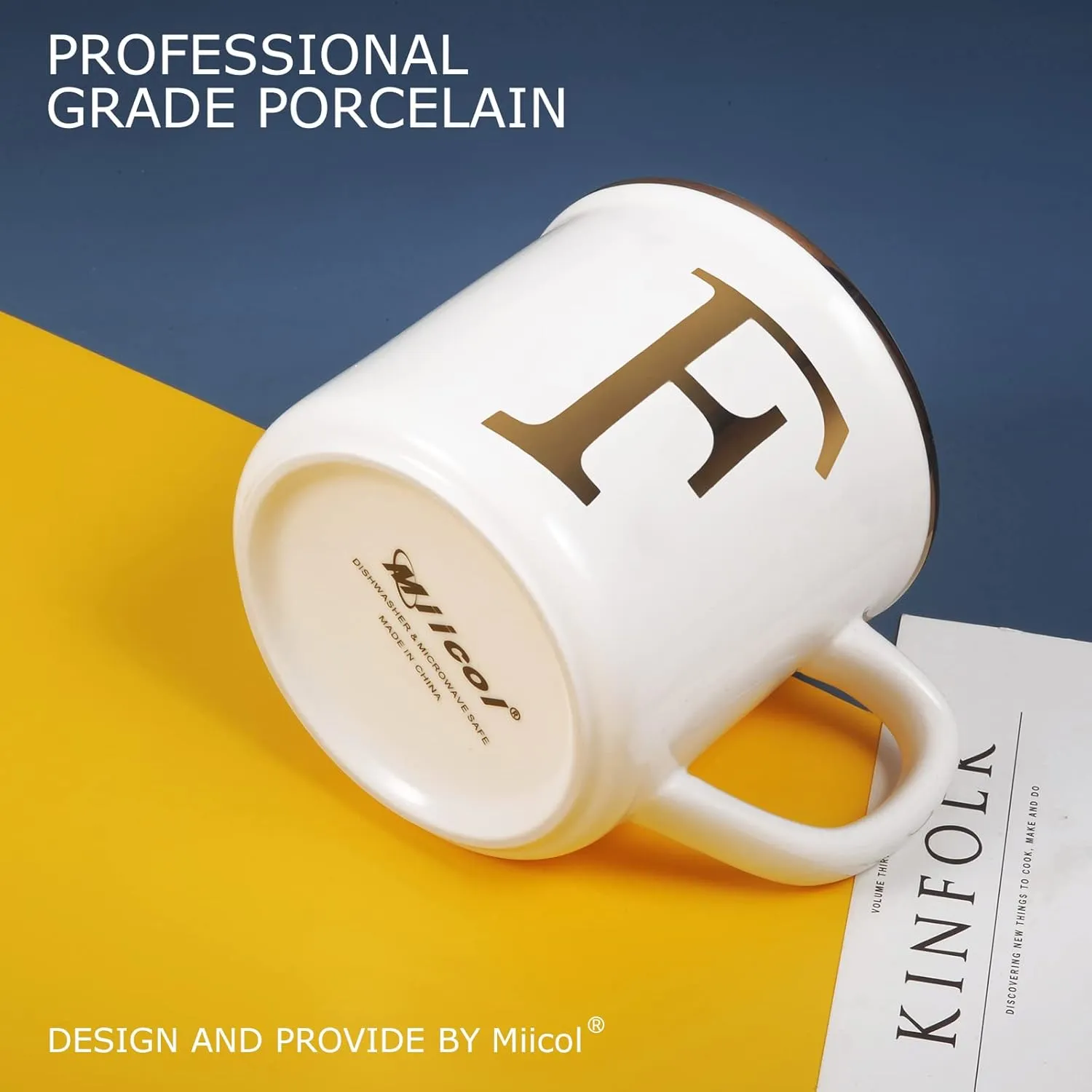 Miicol Ceramic Coffee Mug 16 oz, Monogram Coffee Cup, Golden Initial Tea Mug, Personalized Tea Cup, Unique Gift, Large Mug for Home, Office, Letter F