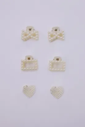 Pack of 6 Mini Pearl Hair Claw Clips - Elegant Accessories for Stylish Hairdos