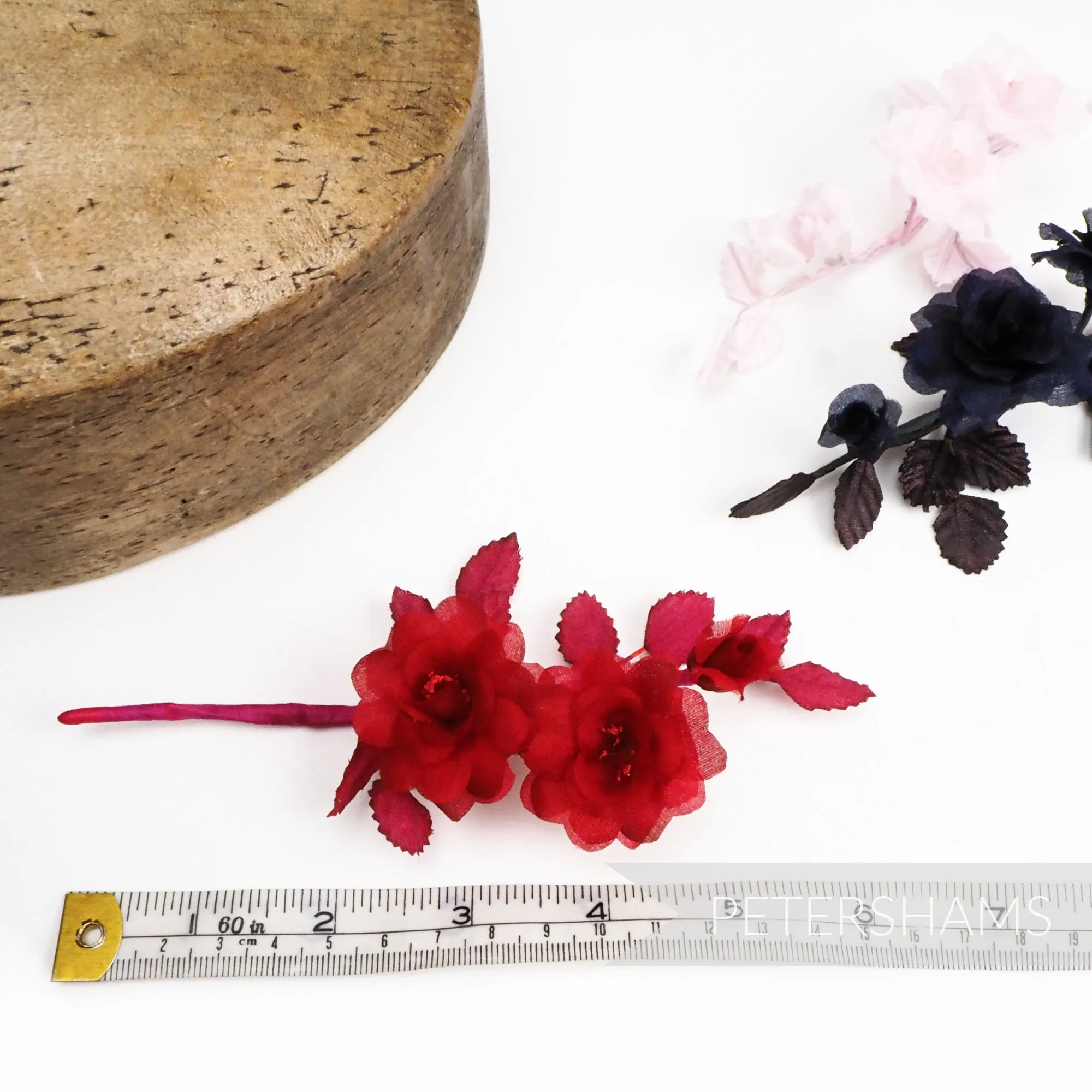 'Pamela' Mini Silk Blossoms & Leaves Millinery Hat Mount