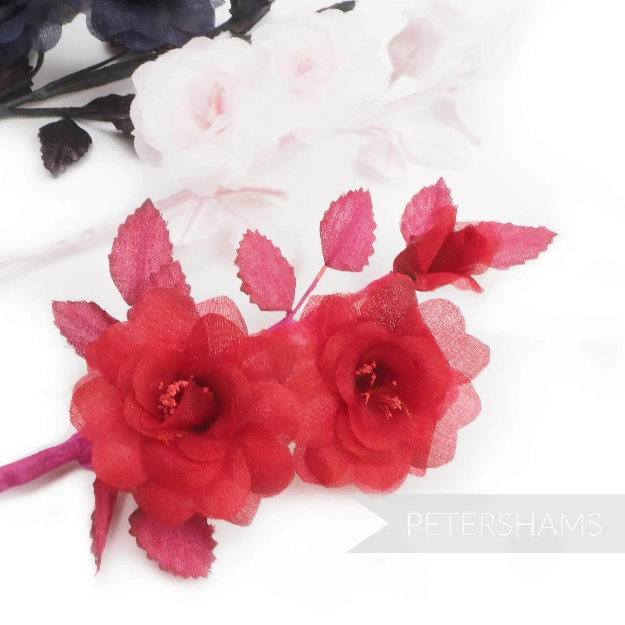 'Pamela' Mini Silk Blossoms & Leaves Millinery Hat Mount