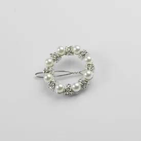 Pearl Crystal Circle Clip