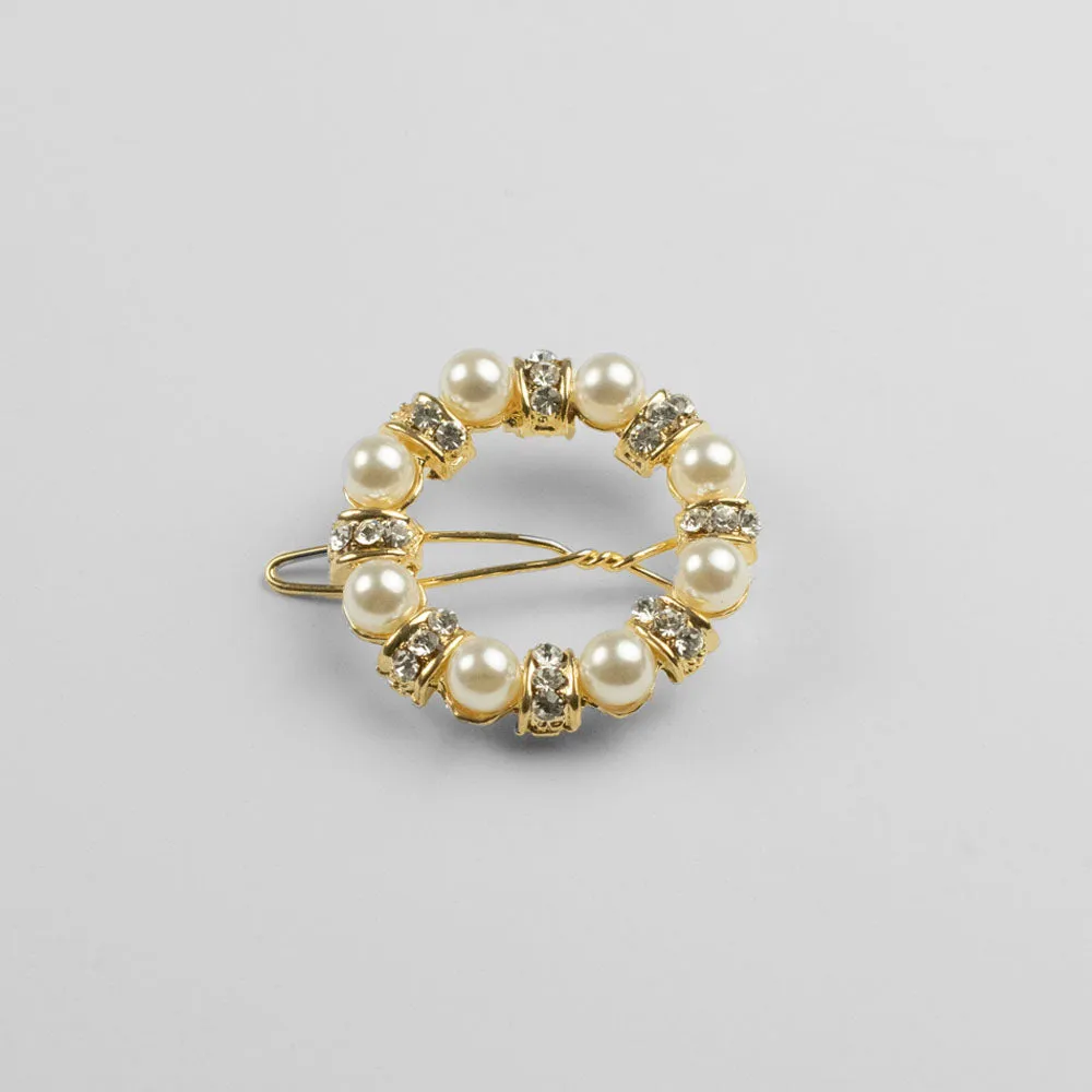 Pearl Crystal Circle Clip