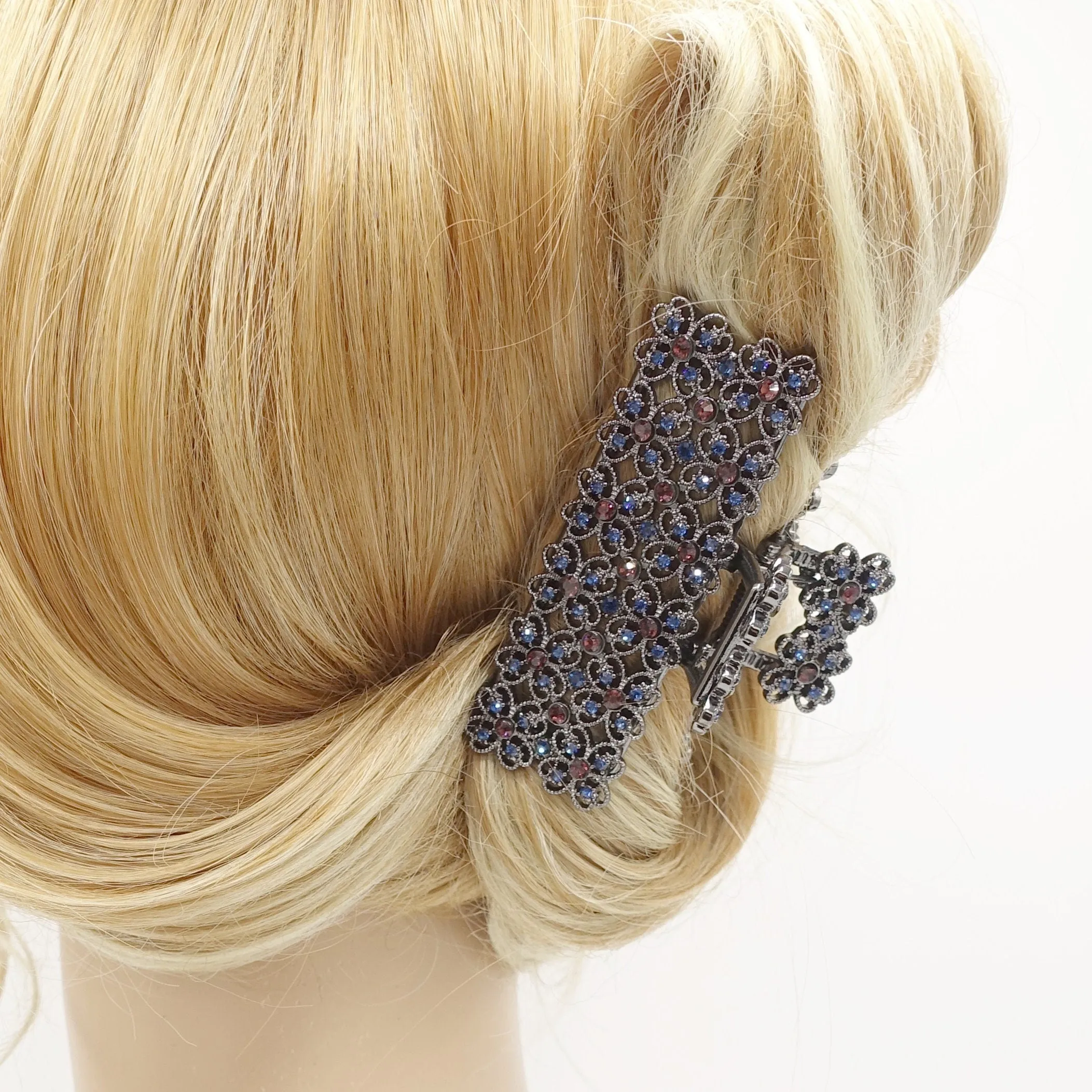 pearl rhinestone hair claw rectangle clutch bag pattern hair clamp for women