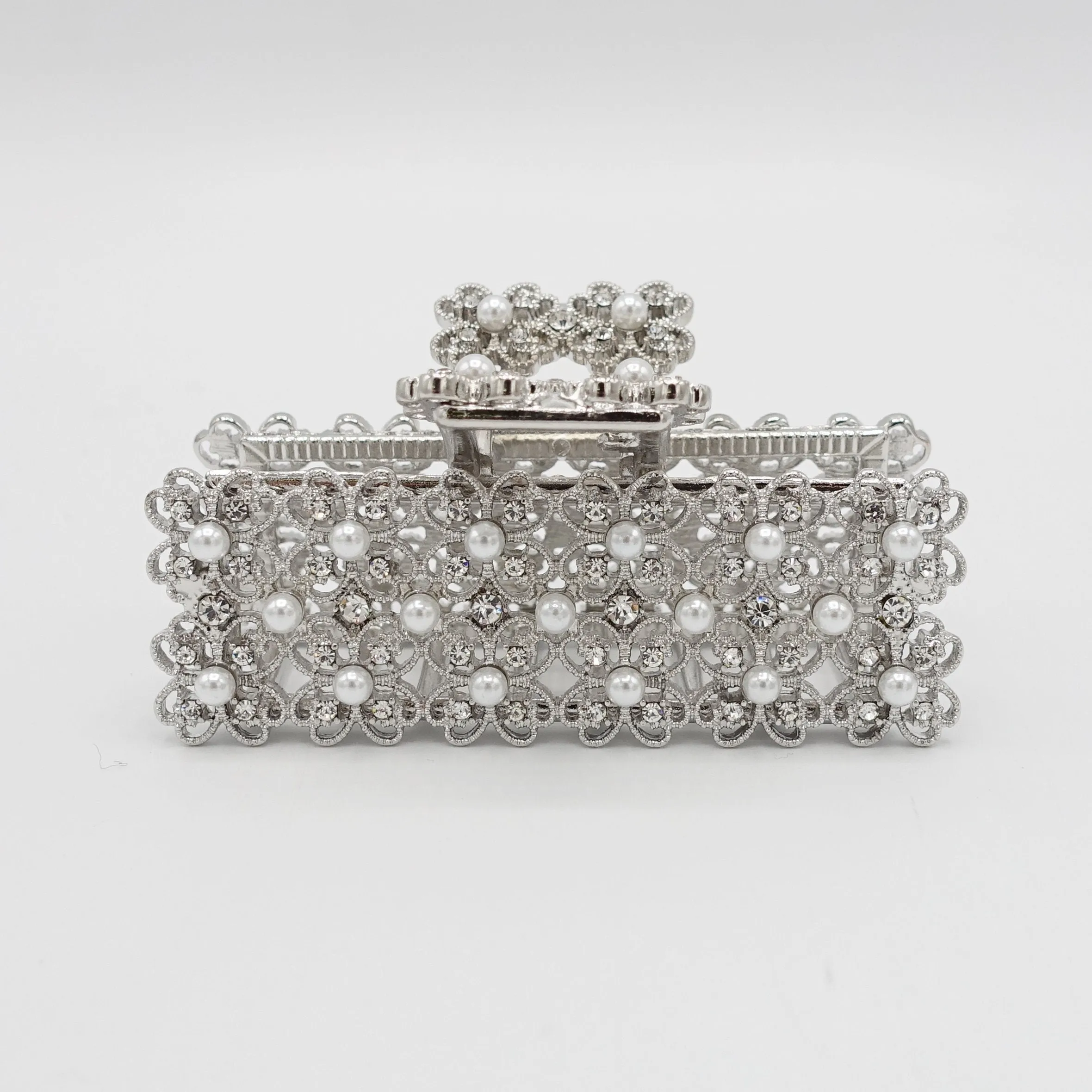 pearl rhinestone hair claw rectangle clutch bag pattern hair clamp for women