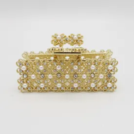 pearl rhinestone hair claw rectangle clutch bag pattern hair clamp for women