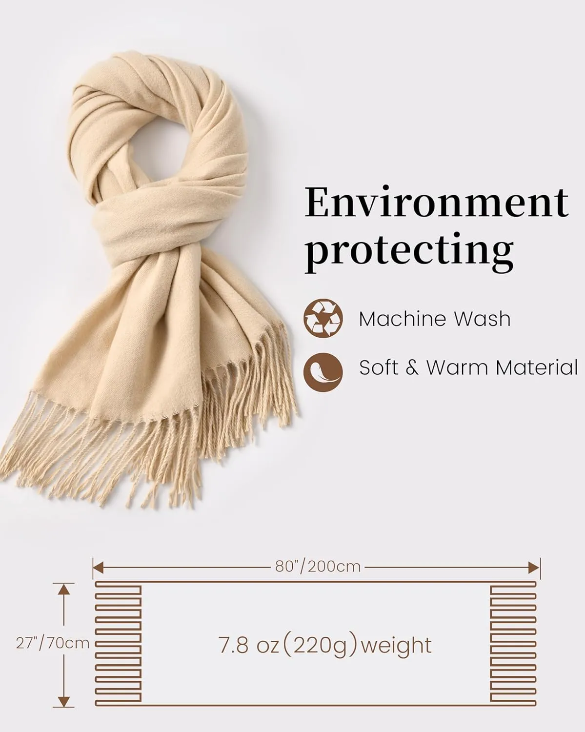 Premillow Scarfs for Women, Winter Scarf, Classic Pashmina Shawls and Wraps, Cashmere Feel Scarfs for Women, Long Scarves