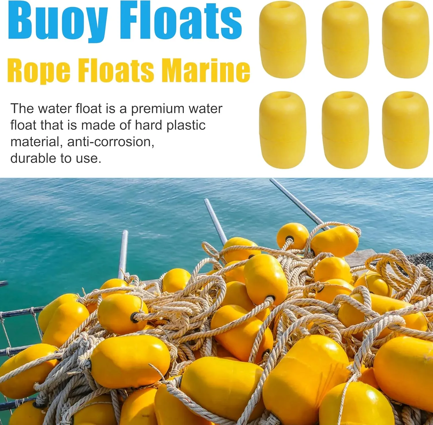 Rope Floats Marine,4/6pcs Crab Trap Floats Buoy Float Fishing Marker Buoy Plastic Water Buoy for Boats Pool Kayak Crabbing Dock Ski Anchor