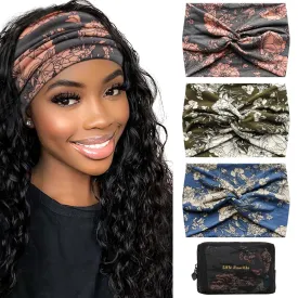 S&N Remille Wide Headbands for Women, Large Hairband, Elastic Non-Slip Headband Twist Knotted Accessories, Yoga Workout Vintage Hair 3 Pack (Colour-2)
