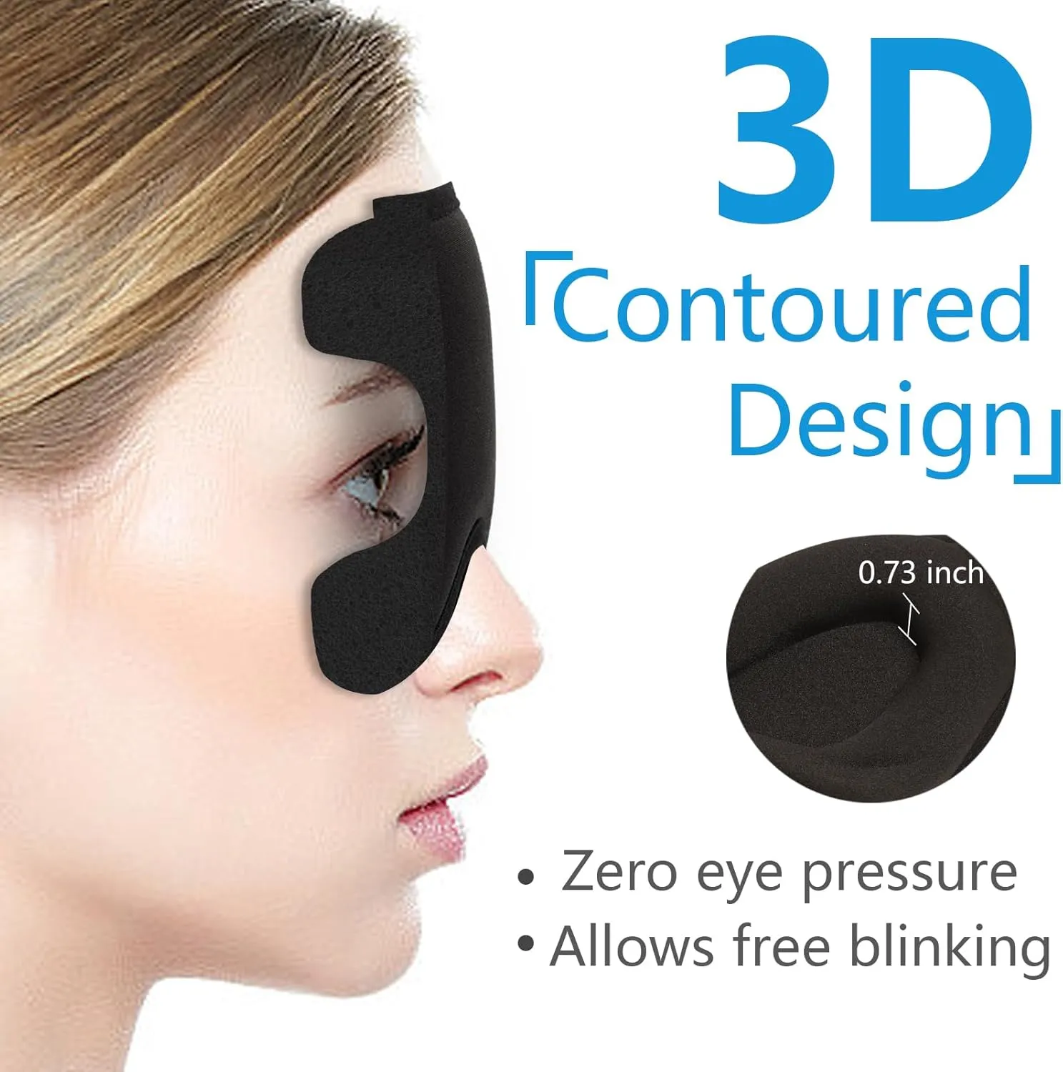 Sleep Mask 3D Eye Mask for Sleeping 100% Light Blocking Eye Covers with Adjustable Strap Night Blindfold for Men Women Memory Foam Black
