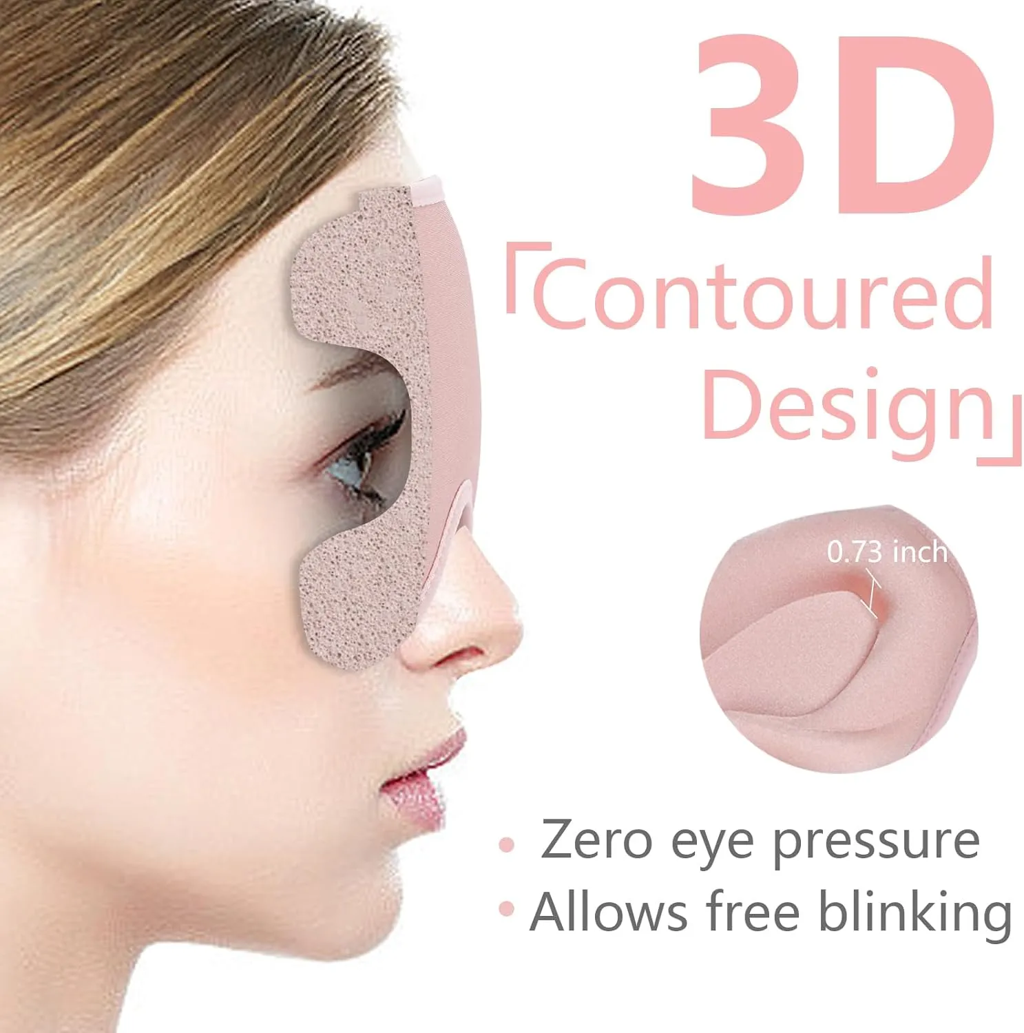 Sleep Mask 3D Eye Mask for Sleeping 100% Light Blocking Eye Covers with Adjustable Strap Night Blindfold for Women Memory Foam Pink