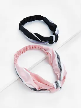 Striped Knot Headband 2pcs