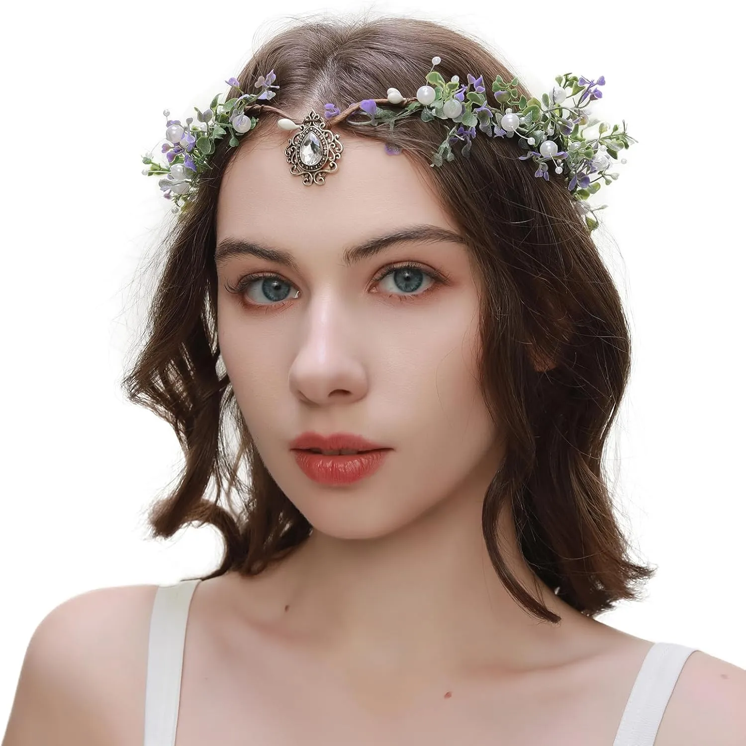 Vivivalue Women Flower Crown Girl Flower Headband Floral Headpiece Halo Wedding Party Photos