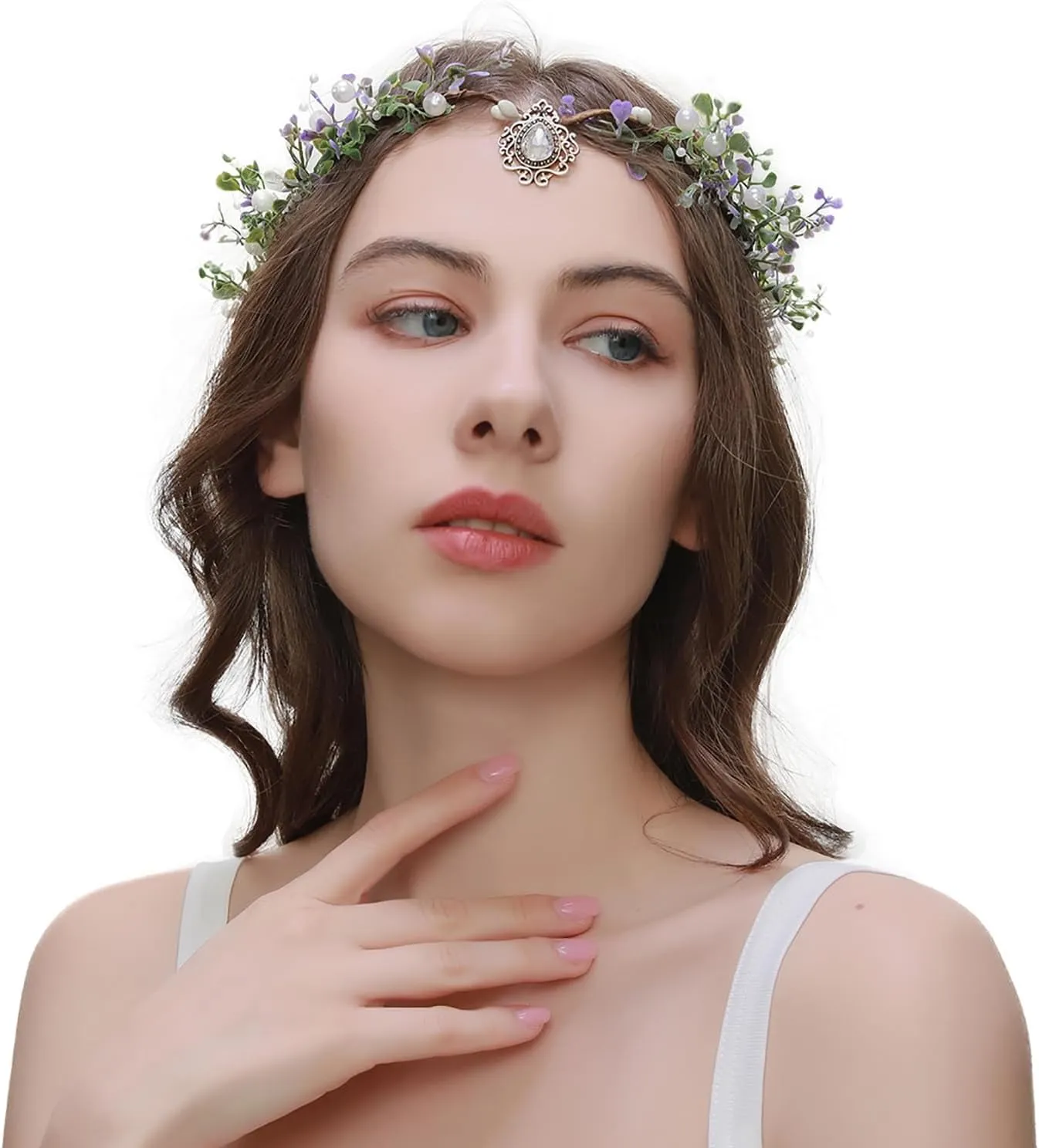 Vivivalue Women Flower Crown Girl Flower Headband Floral Headpiece Halo Wedding Party Photos