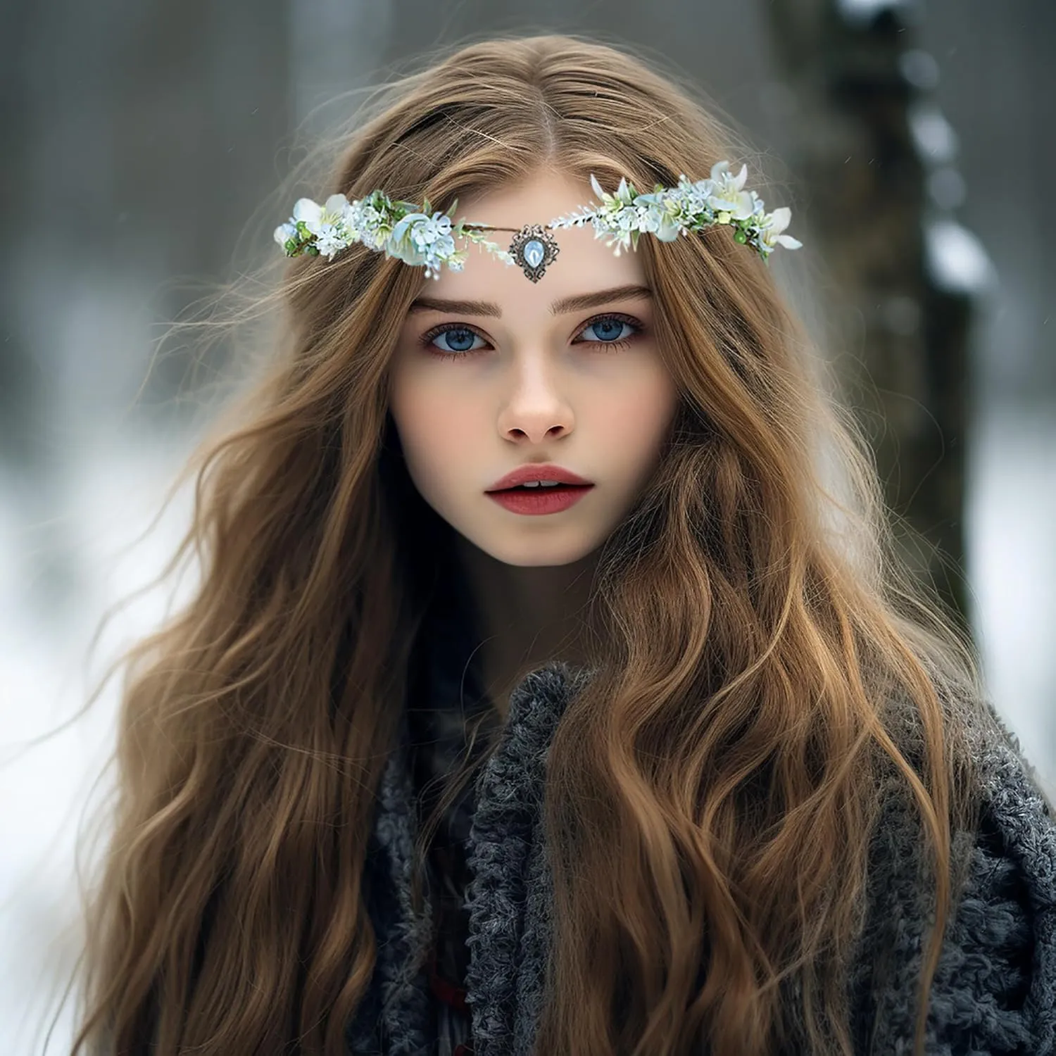 Vivivalue Women Flower Crown Girl Flower Headband Floral Headpiece Halo Wedding Party Photos