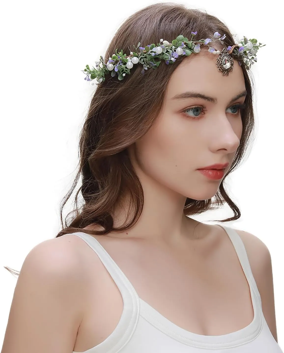 Vivivalue Women Flower Crown Girl Flower Headband Floral Headpiece Halo Wedding Party Photos