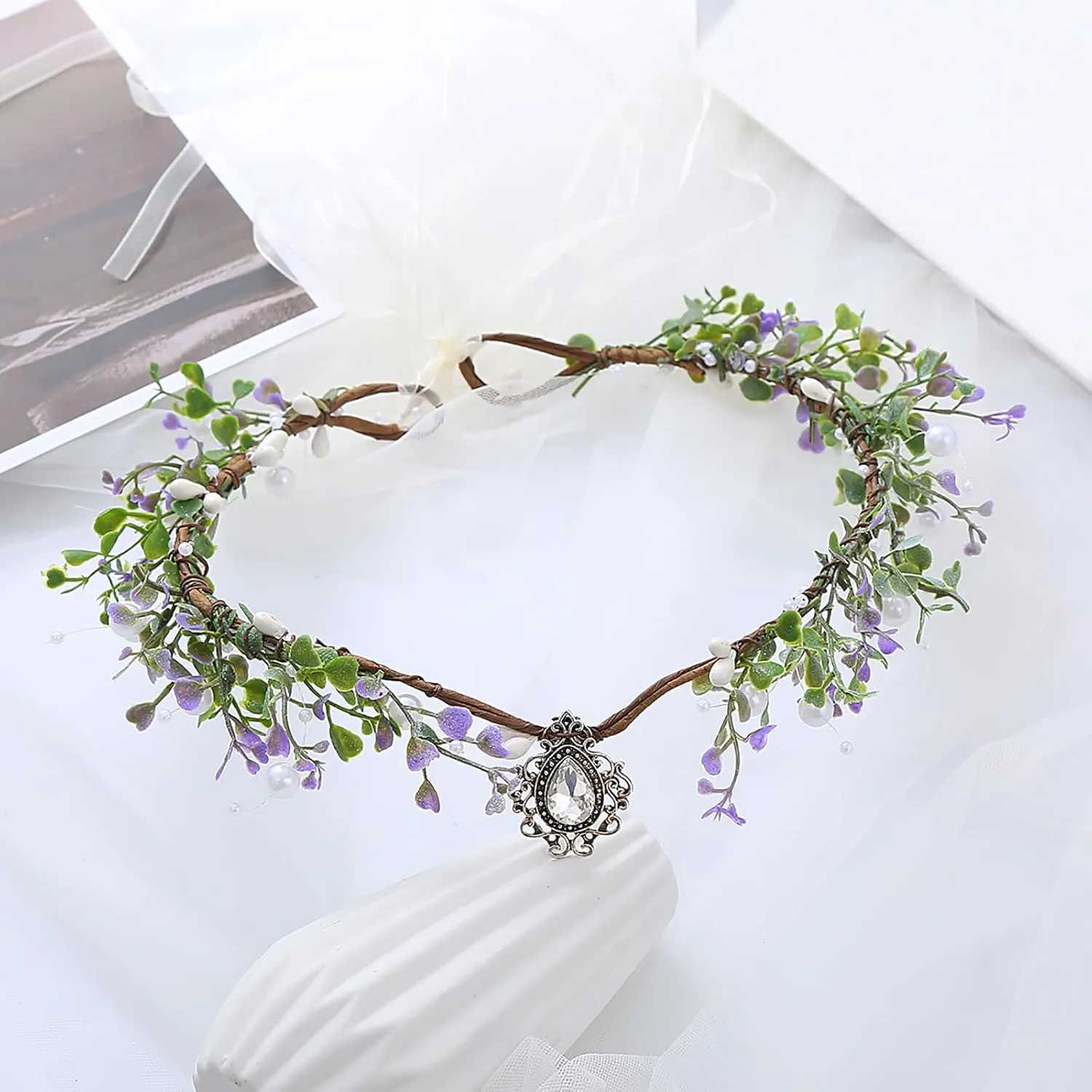 Vivivalue Women Flower Crown Girl Flower Headband Floral Headpiece Halo Wedding Party Photos