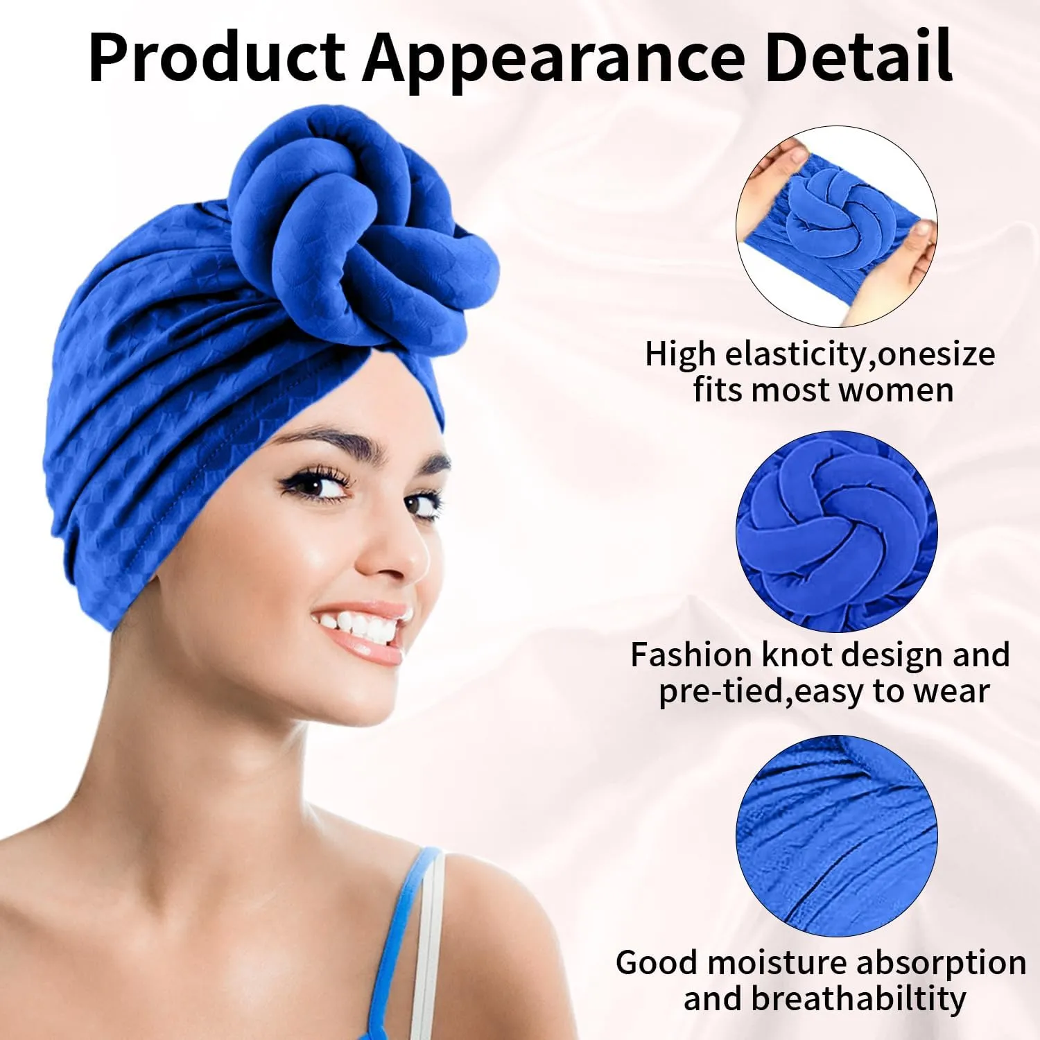 Women Turbans and Head Wraps, Women African Turban Flower Knot Pre-Tied Bonnet Beanie Cap Headwrap